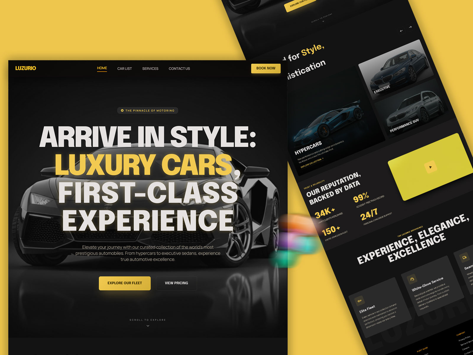 Luxury Car Landing Page UI 🏎️✨ bold visuals branding car website dribbble figma landing page design landing page ui luxury luxury car premium typography product design saas ui ui design ui ux design ux design web design