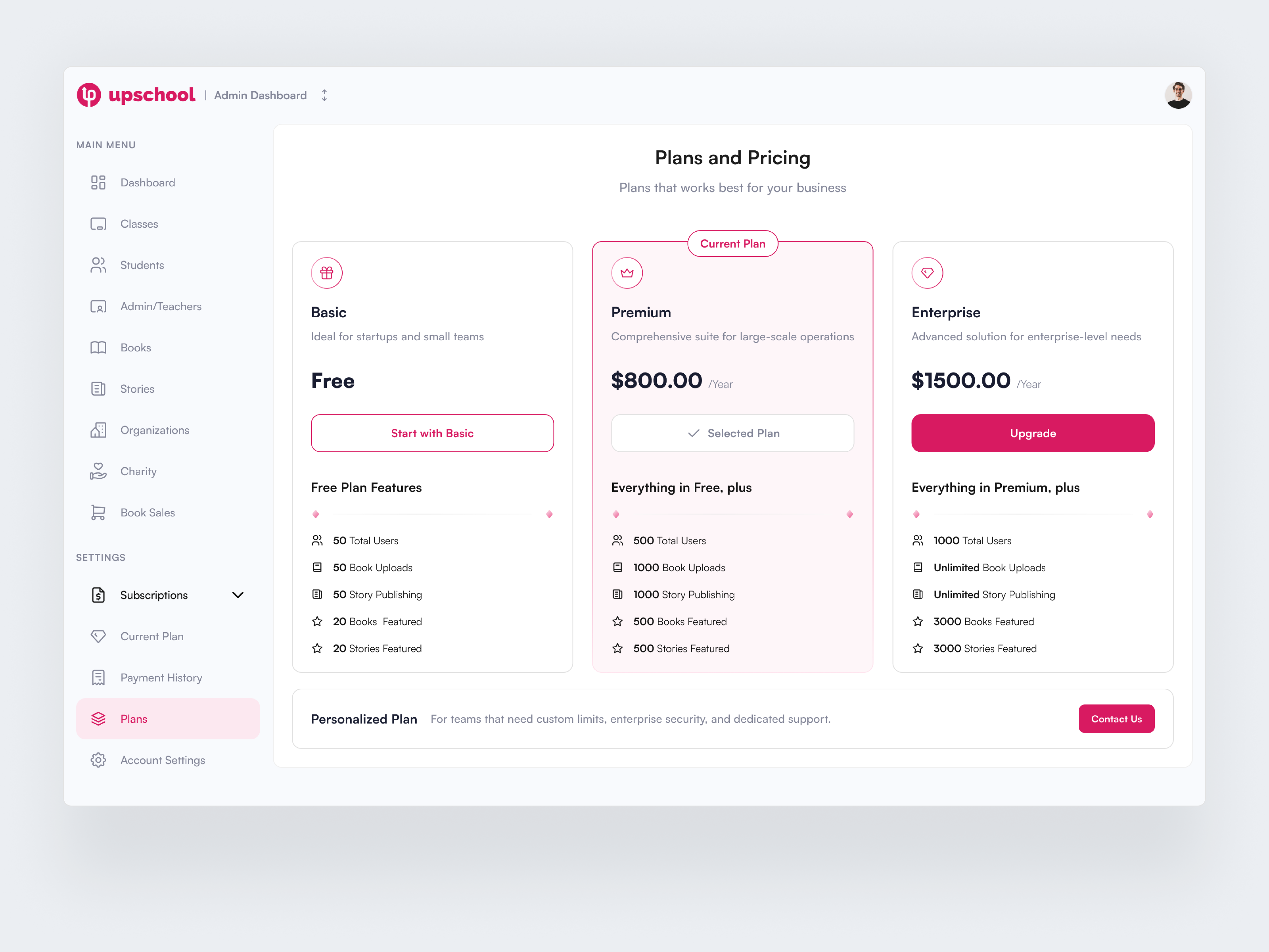 Example of Upshool - Pricing & Plan