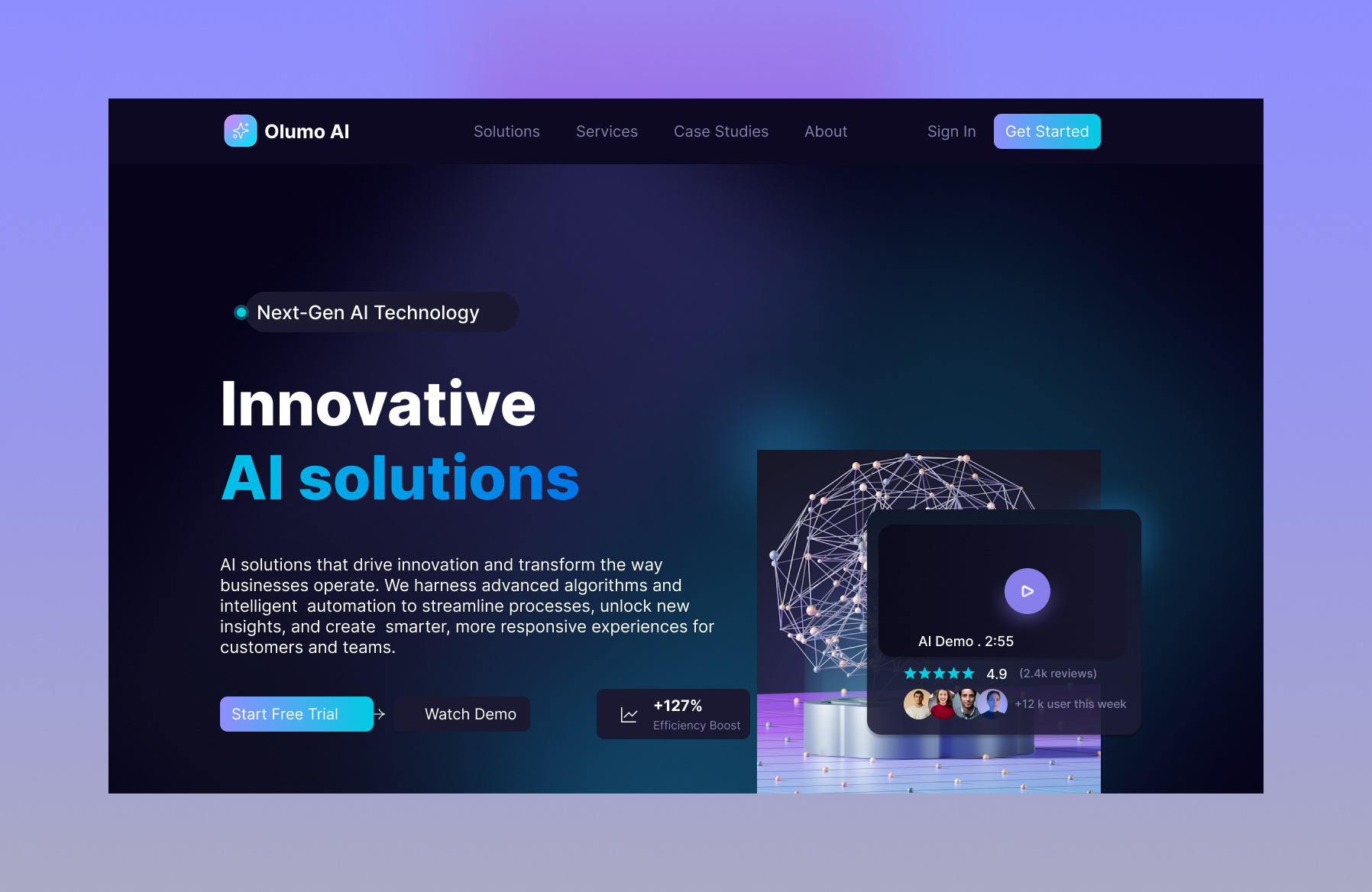 AI Agent Landing page design ai agennt langing page ui ux