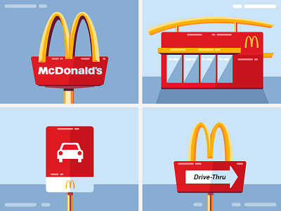 McDonald's flat illustration mcdonalds minimal vector
