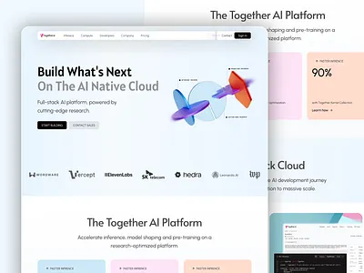 Together AI Platform ai assistant ai development ai flatfrom ai marketing ai marketing landing page ai platform ai startups ai website blockchain forex illustration blend landing page modern saas layout project luonch saas design uiux