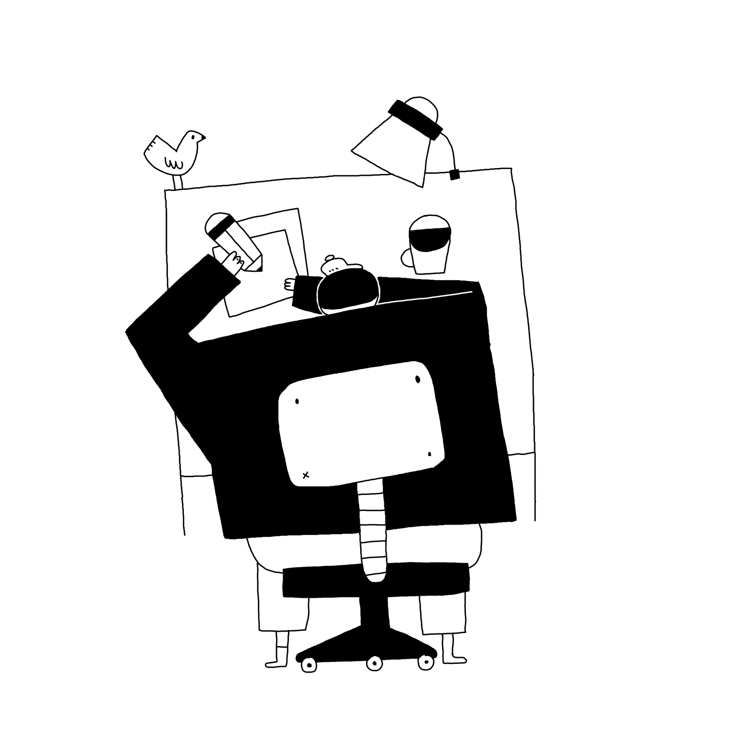 B&W Loops III 2d animation black and white character design digital art illustration