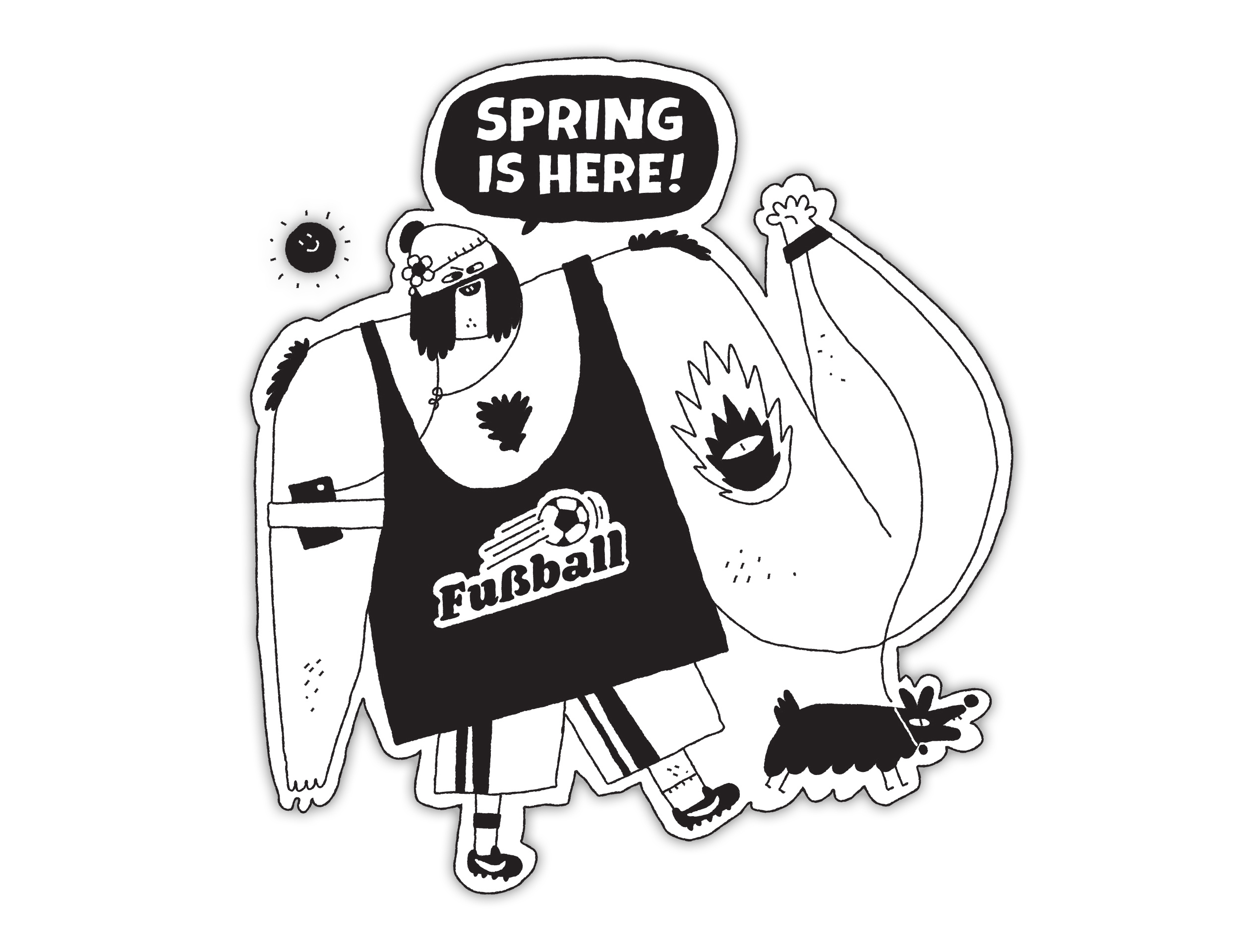 Man & Dog! Sticker 2d black and white character design digital art digital brush illustration sticker