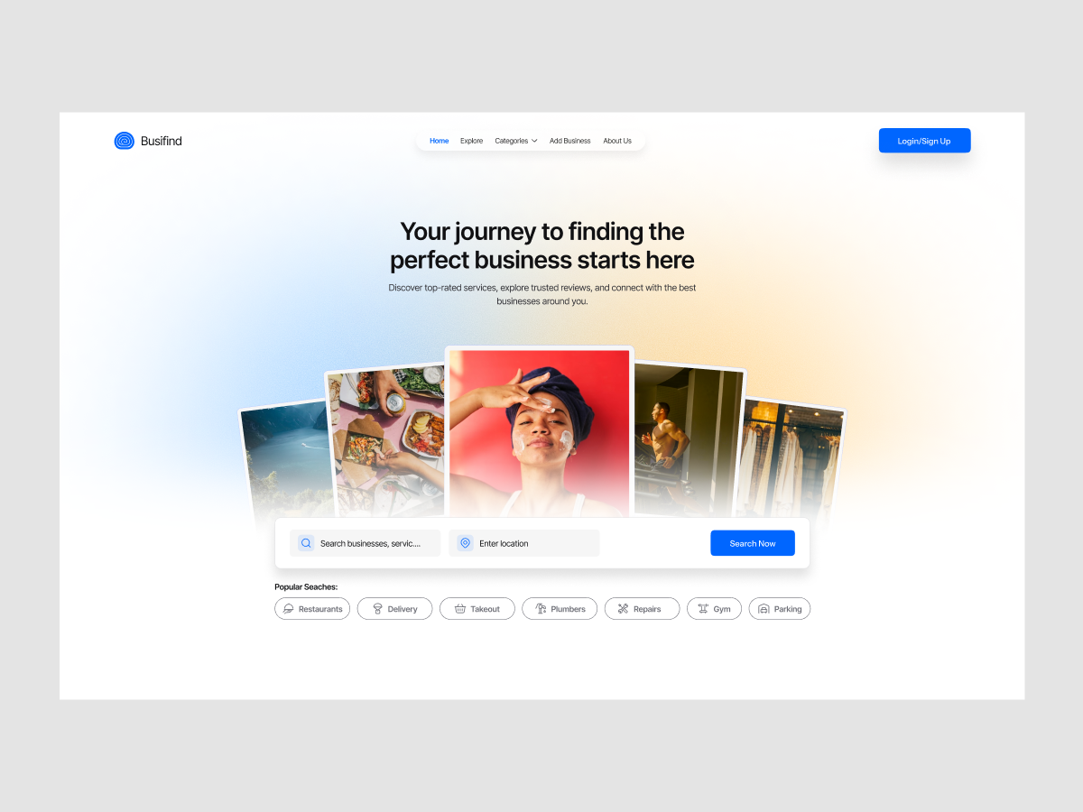 Busifind – Business Directory Website UI business directory business ui design business website minimal design modern ui popular ui design popular website