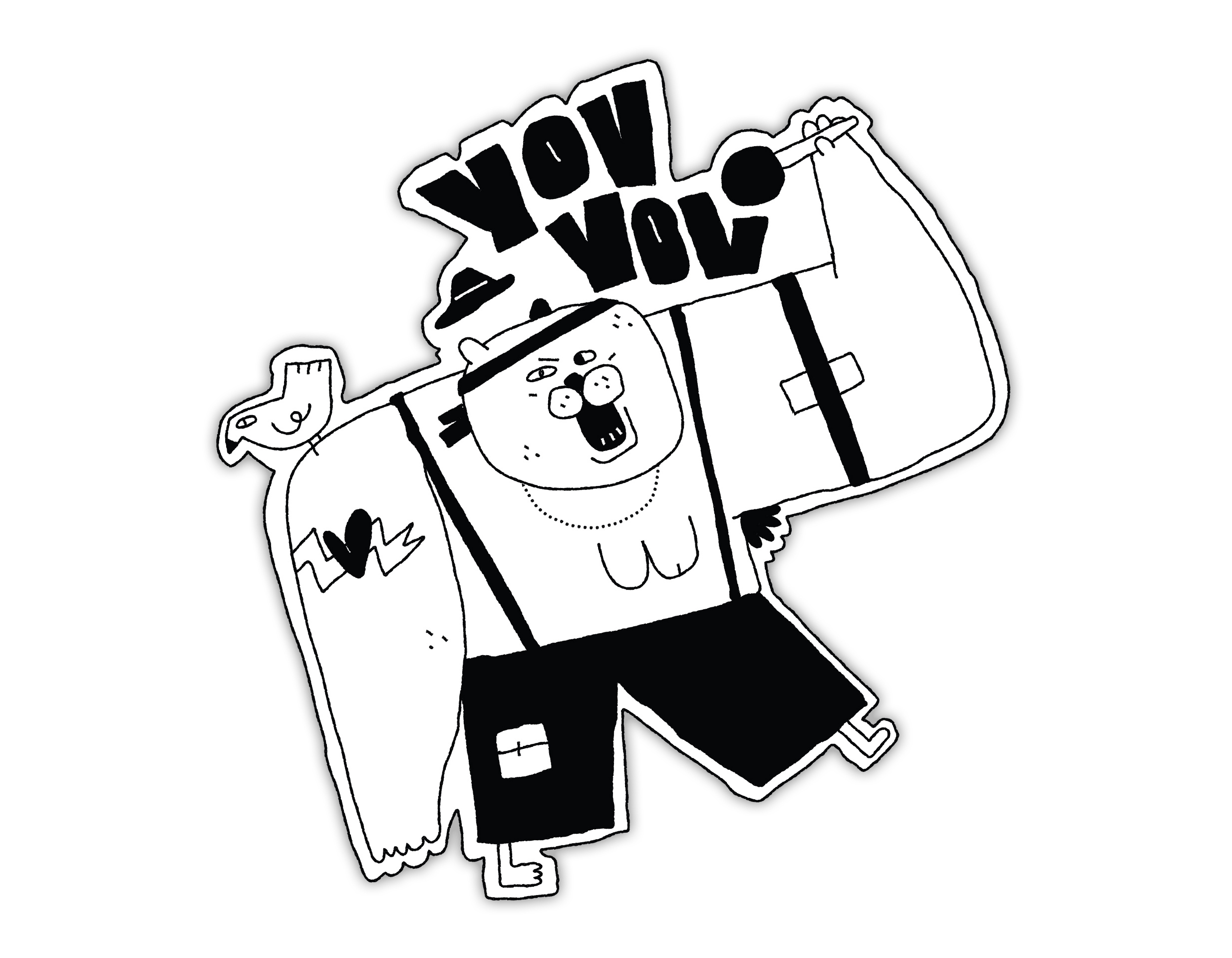 Rapper Dog! Sticker 2d black and white character design digital art digital brush dog illustration music rapper