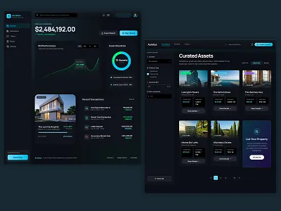 Real Estate Dashboard UI/UX – Dark Fintech Platform dashboard defi dribbble figma design fintech realestate ui design ui ux design uiux uxdesign webdesign