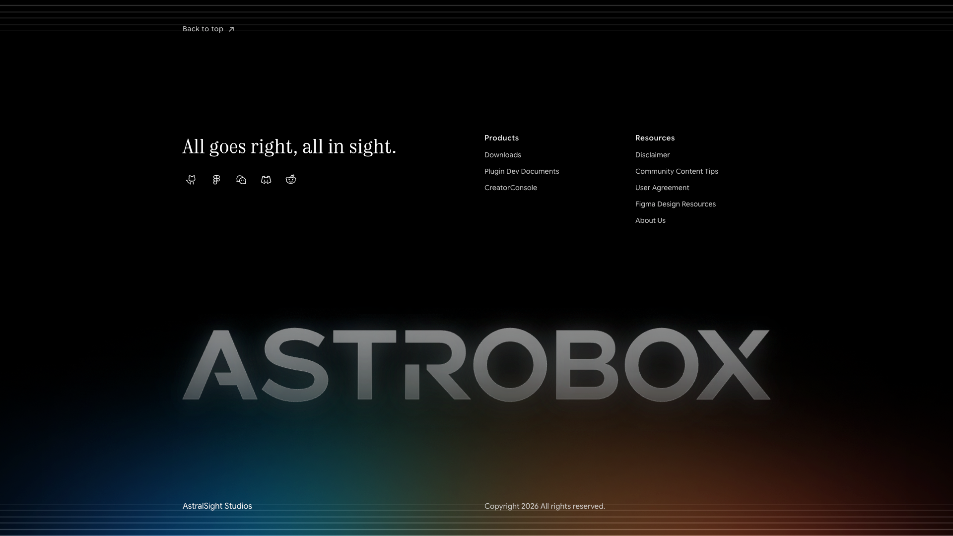 AstroBox 2.0 - Website Footer
