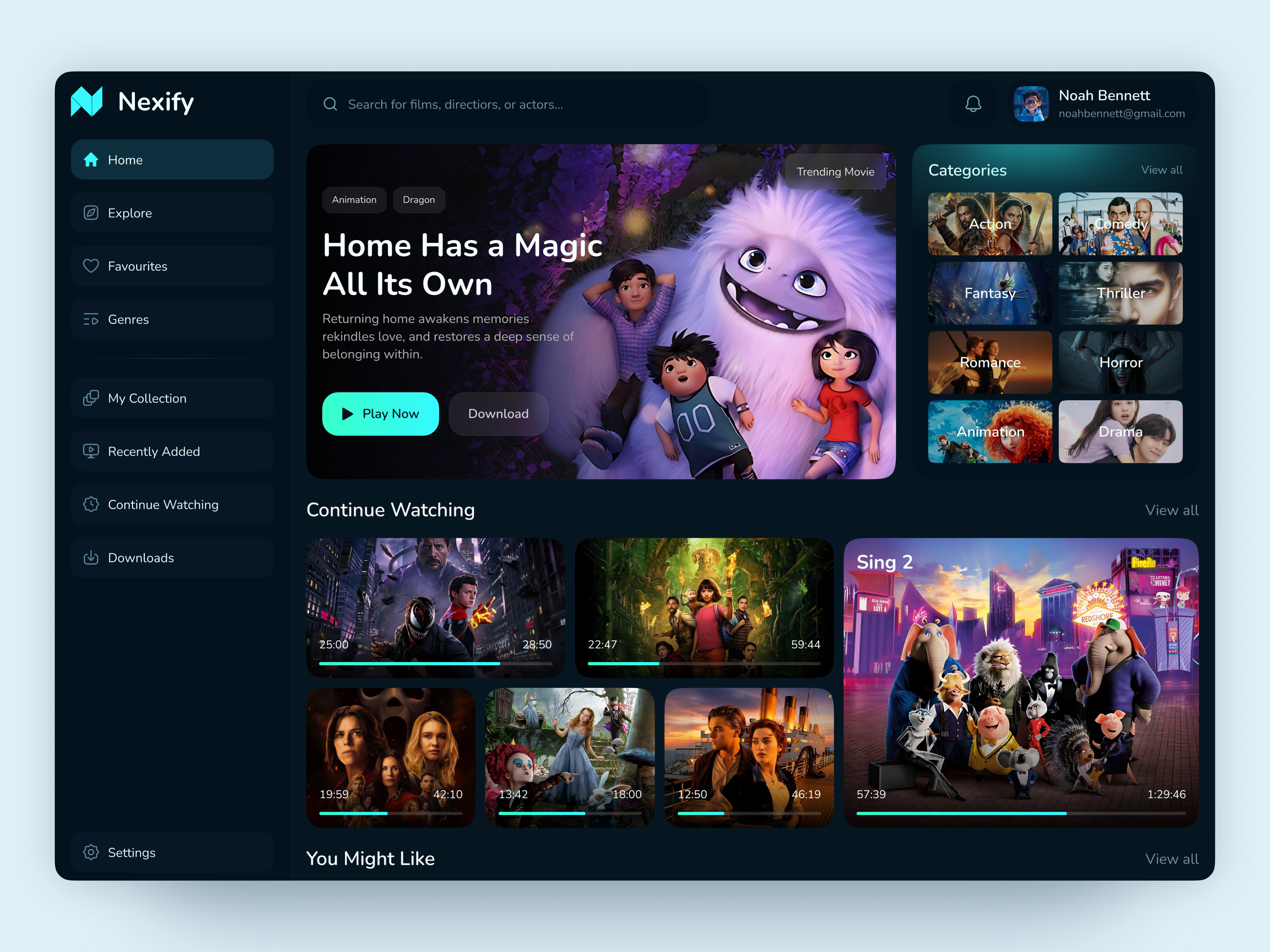 Nextify - Movie Streaming Dashboard UI app design dashboard dashboard ui design entertainment media dashboard mobile app movie app movie streaming netflix ui streaming streaming dashboard streaming platform user interface uxui video platform videos web app web app design web dashboard