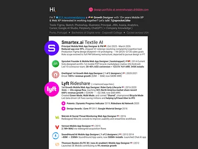 7 Design Resume PDF 2026/3 ai android artificial intelligence career design emea ios lyft mobile onesignal pdf porto portugal quality resume smartex soundhound ui ux web