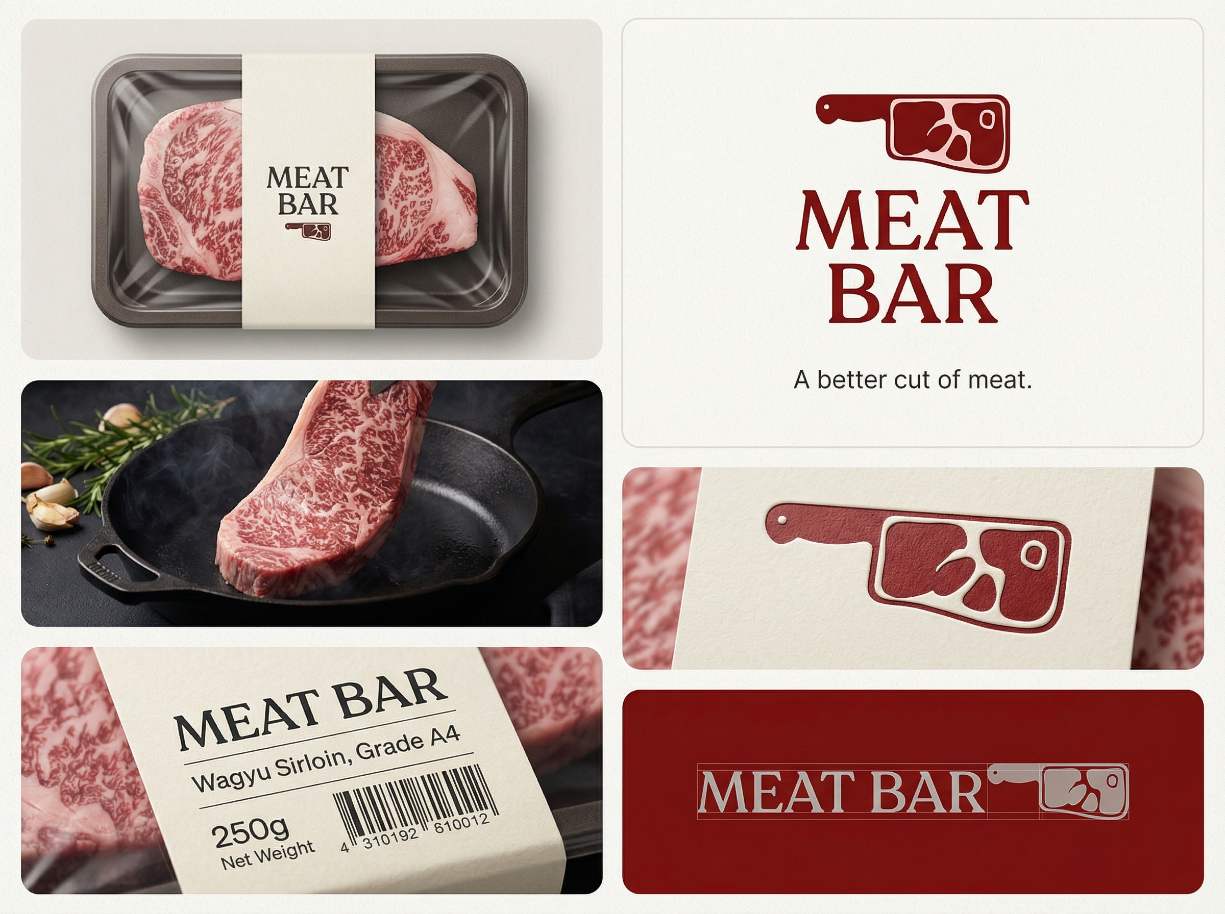 Meat Bar — Premium Butcher Identity & Minimal Packaging brand identity butcher shop food packaging graphic design logo design luxury branding meat bar meat packaging minimalist design packaging design premium branding typography visual system