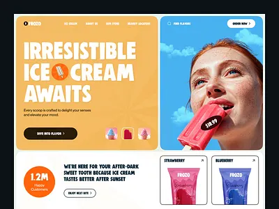 Frozo – Ice Cream Website Design blueberry ice cream chocolate bar dessert foodie ice cream bar ice cream lover ice cream web design ice flavor icecream icecream landing page landing page design web web design website website design