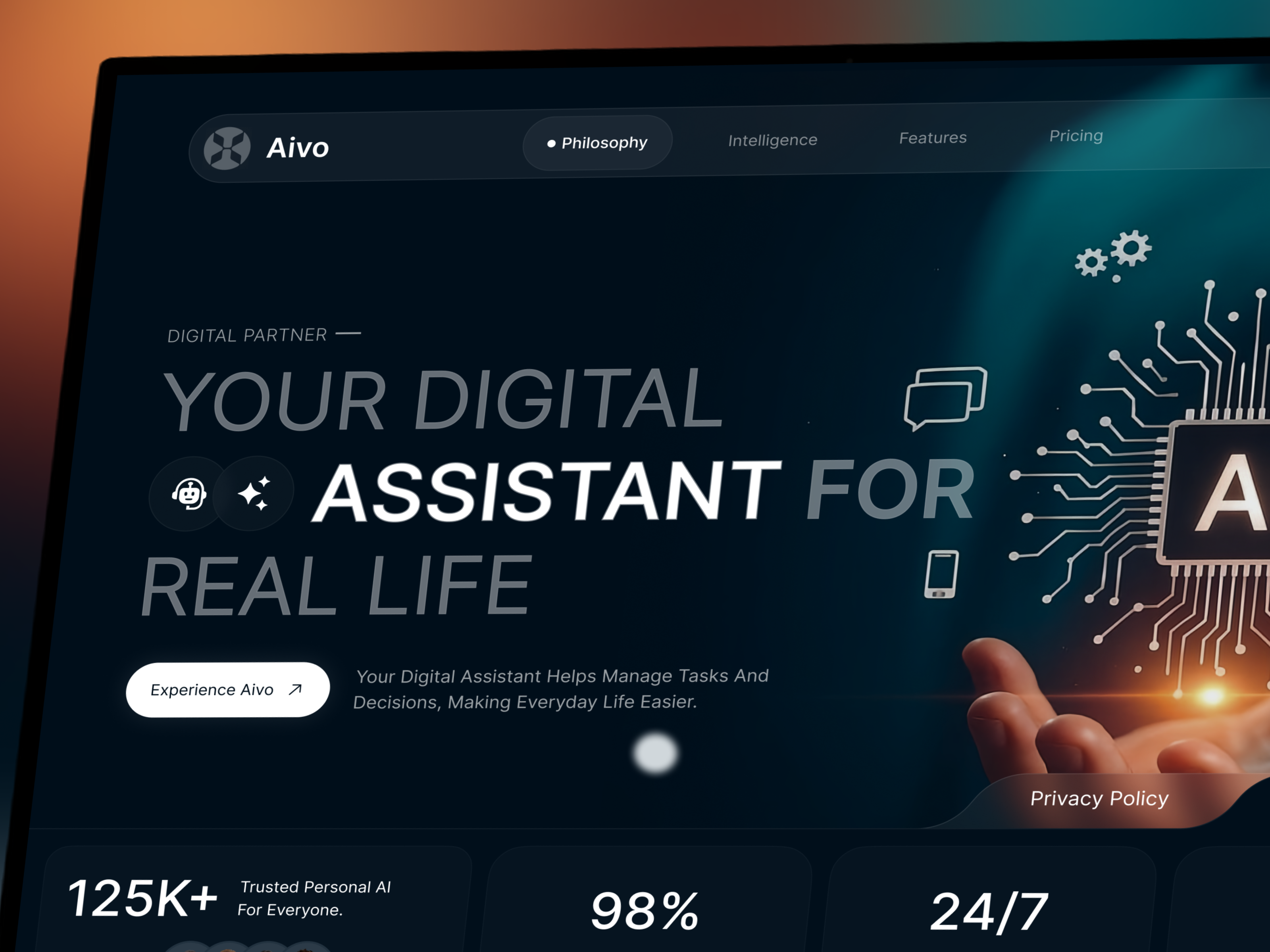 AI Assistant Landing Page — Futuristic Web Design ai ai experience assistant system clean design futuristic design glassmorphism homepage design landing page neumorphism saas saas design web design