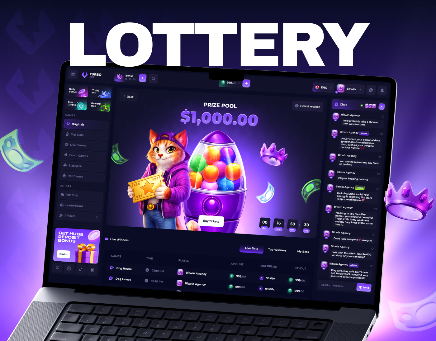 TurboBet - Casino Lottery betting design casino casino design casino games casino interface casino slot casino template casino ui casino website gambling gaming igaming lottery online casino slots