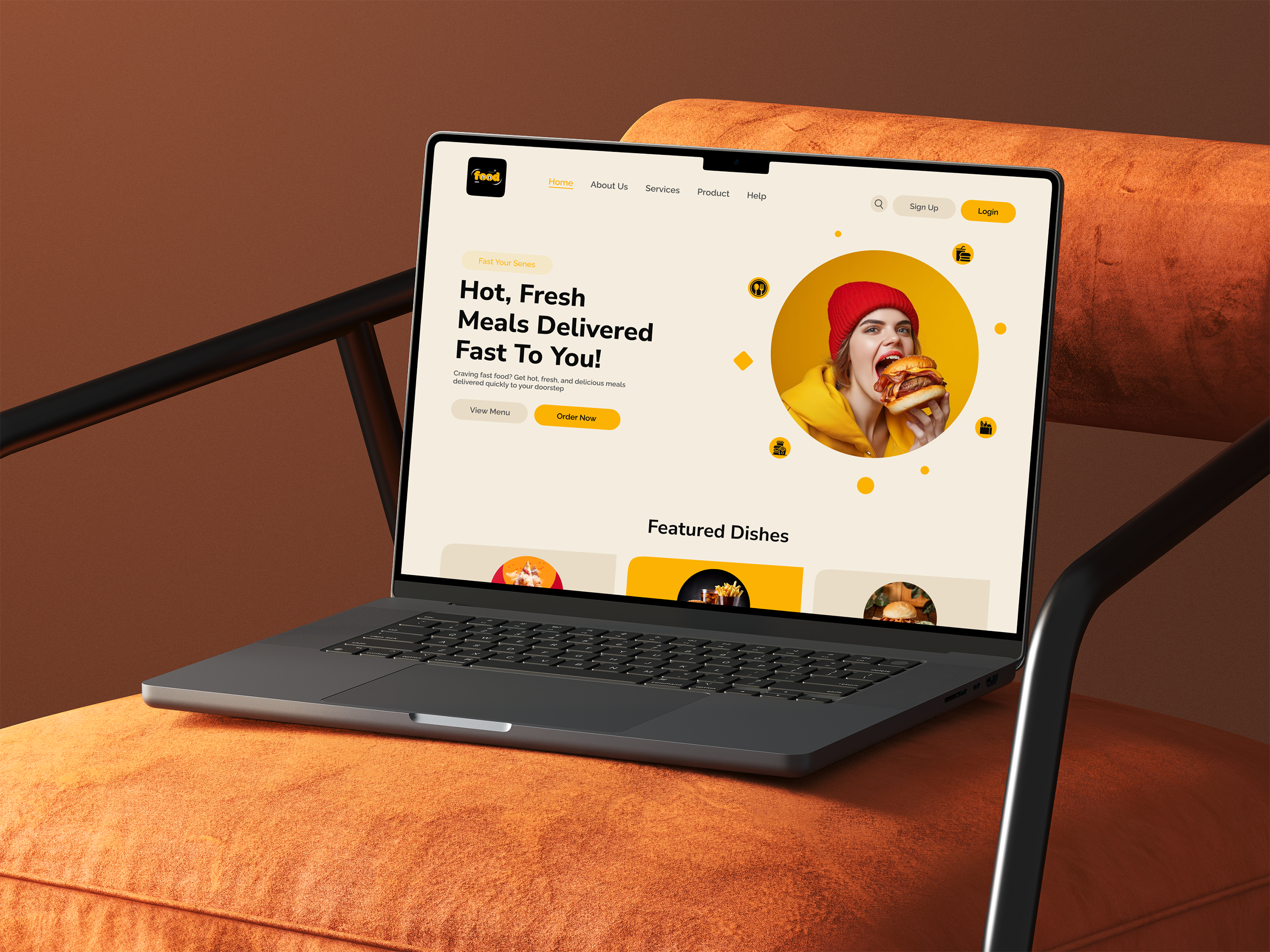 Food Delivery Website UI Design burger website clean ui ecommerce fast food figma food app design food delivery food website hero section landing page minimal design mobile ui responsive design restaurant website ui design ui ux ux design web design website layout yellow ui