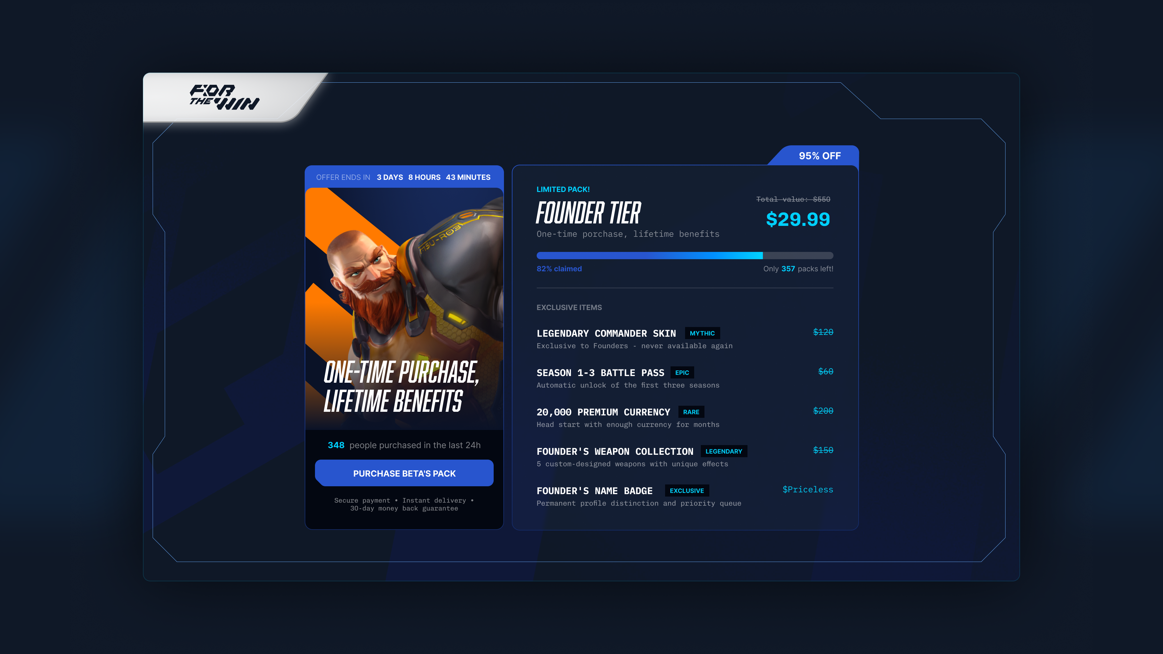FTW - Limited Pack design game design limited list promo pack tier ui webdesign