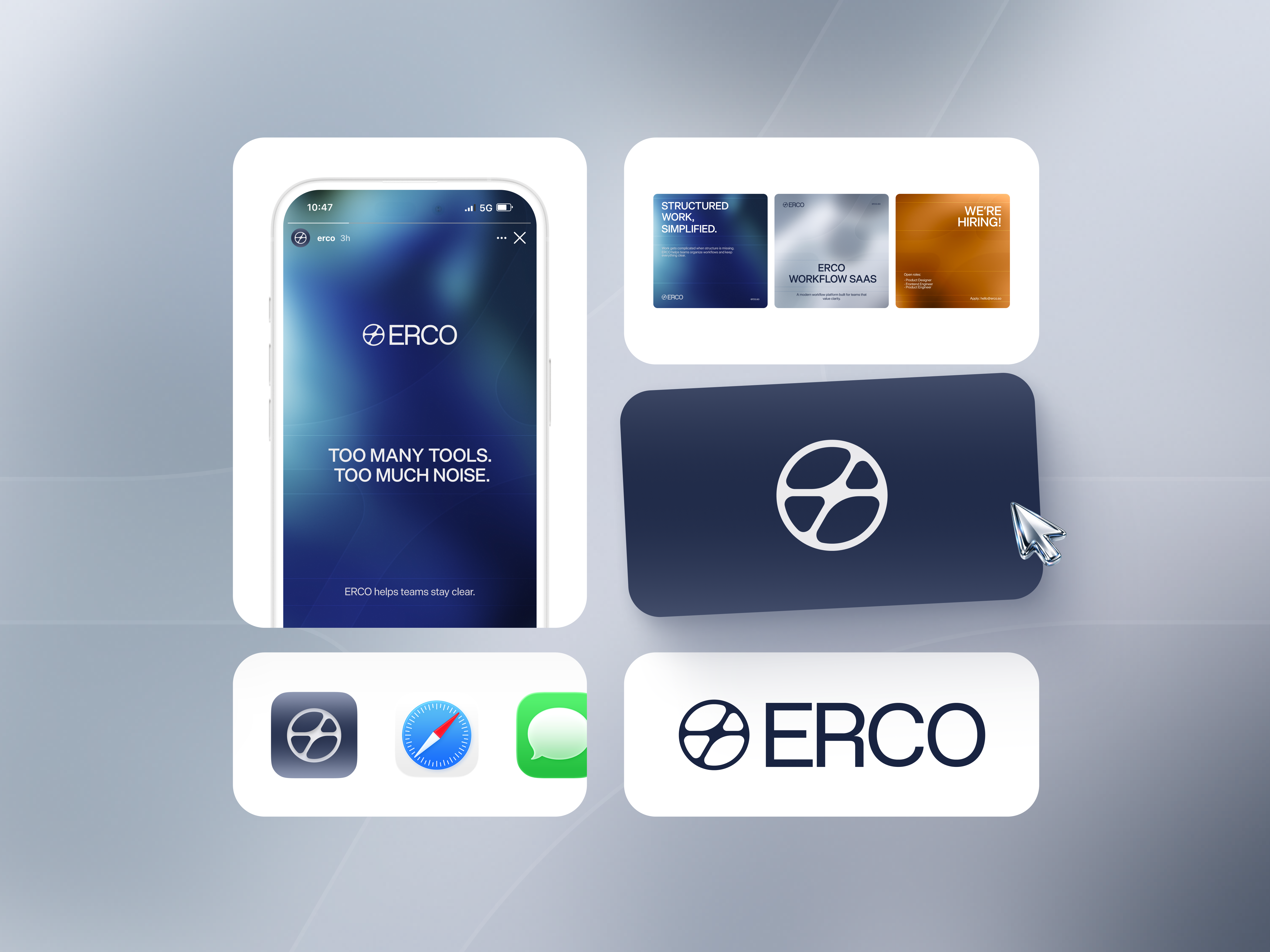 ERCO Brand Identity Design abstract brand designer brand identity brand mark brand system brandidentity branding design erco graphic design inspiration logo logo design saas startup branding startup logo tech ui web desig wingly