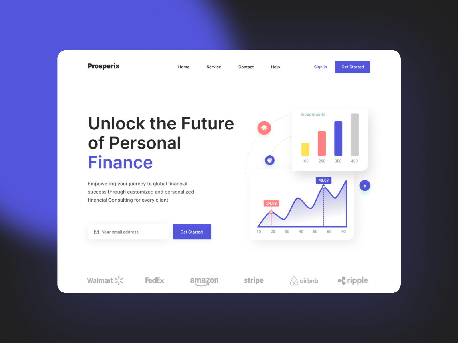 Prosperix — Personal Finance Landing Page clean ui dashboard figma finance financial services fintech minimalist modern ui product design prosperix saas ui ui design ux ux design visual identity wealth management