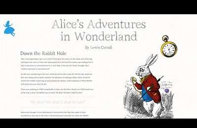 Alice's Adventures in Wonderland css html jquery ui