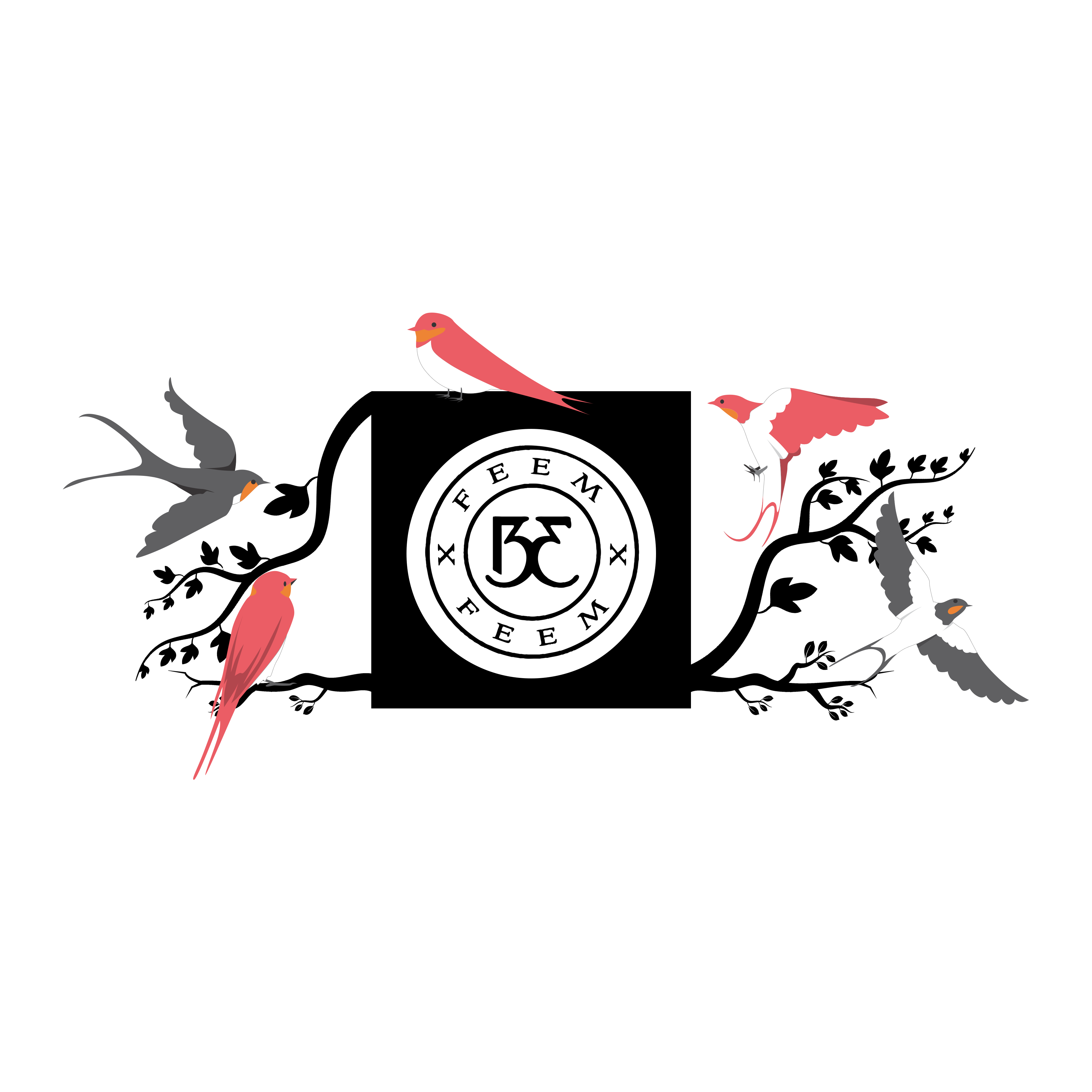 FEEM birds branding graphic design logo minimalist swallow bird vector