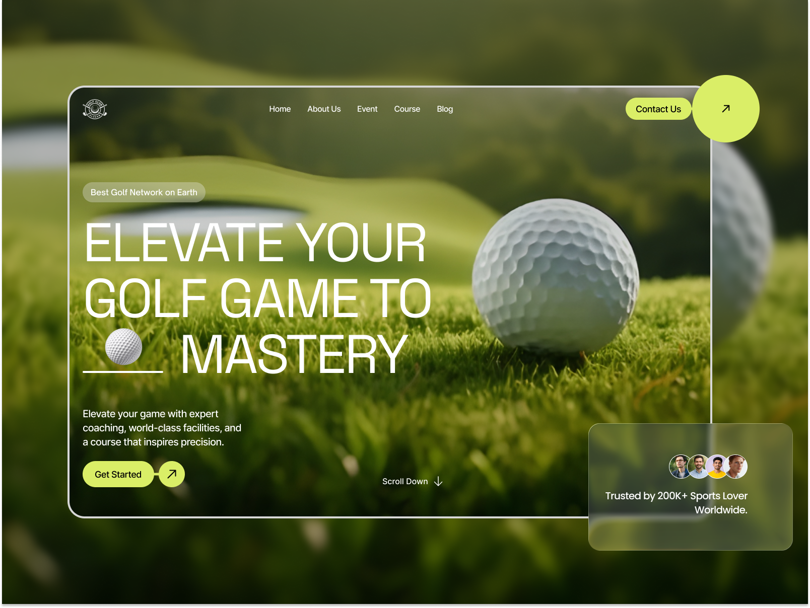 Example of Golf Coaching Website Design - UI/UX • Landing Page • SportsTech