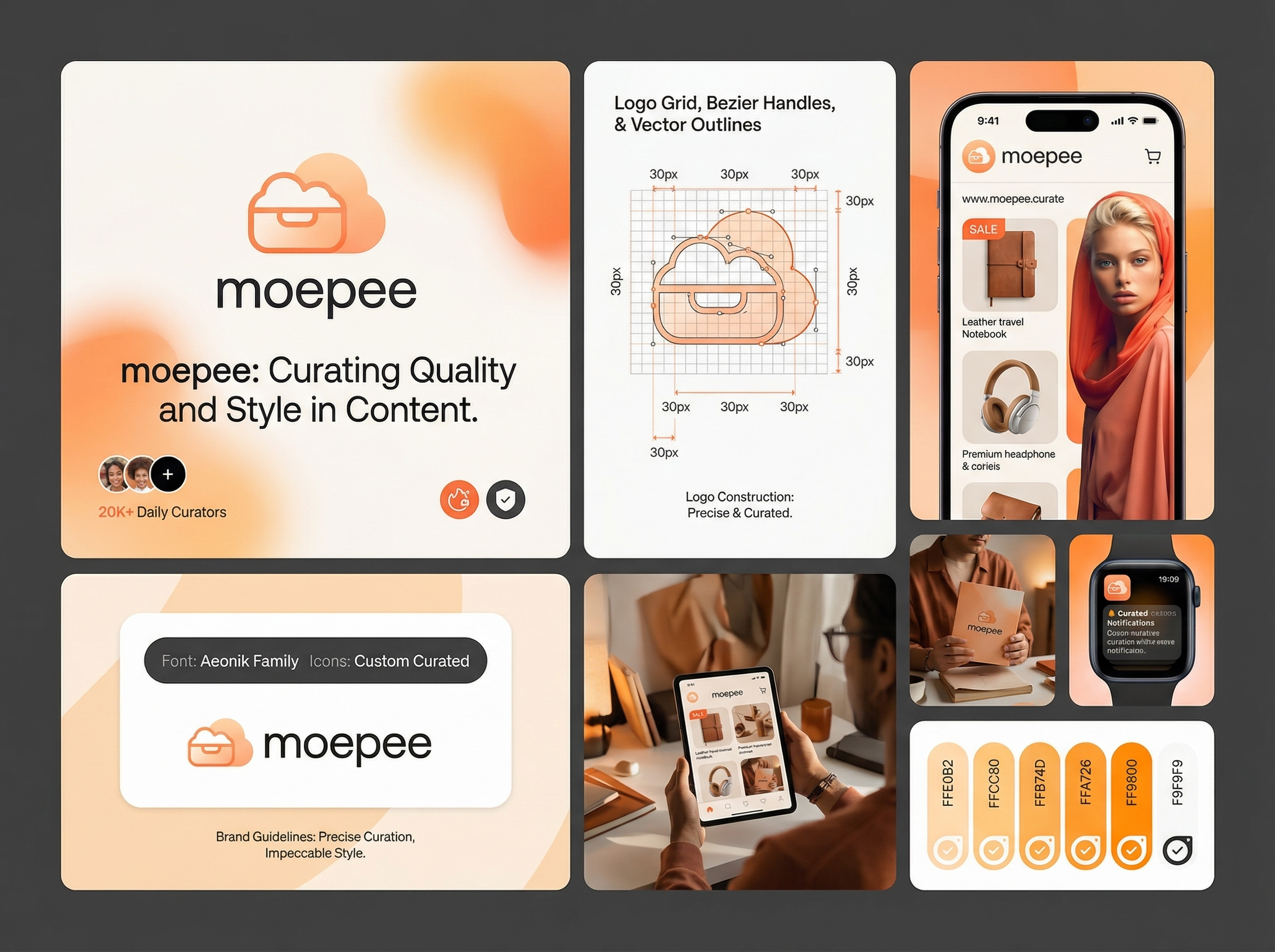 Moepee — Curated Content Platform & Visual Identity apparel bold sans serif branding clothingbrand creative. fashiondesign logo logotype lookbook design luxury minimalist monogram moodboard packaging serif elegance swiss design typography typography led uidesign visualidentity