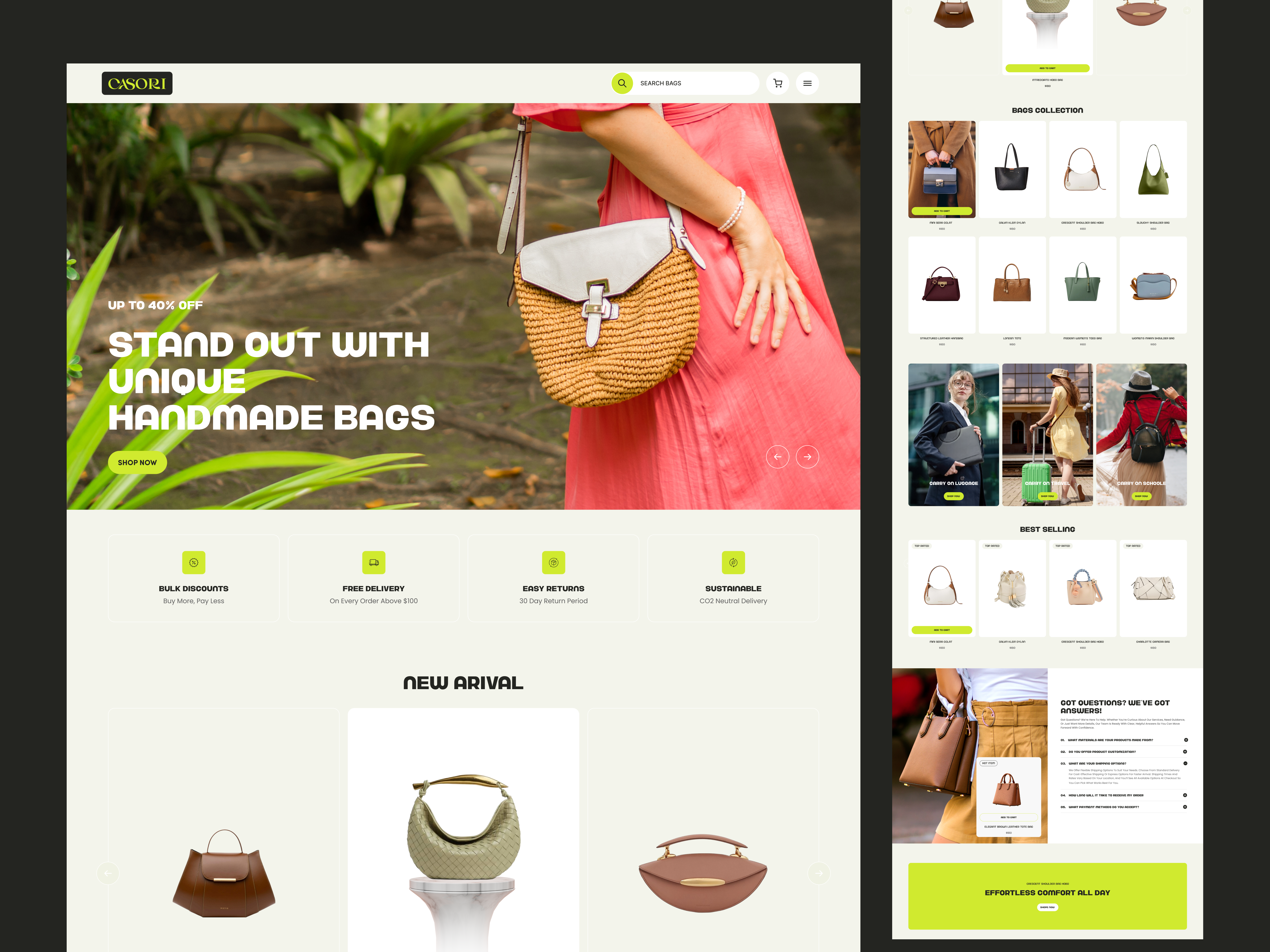 CASORI - Ecommerce Website Landign Page. bag e commerce website e commerce website landing page ecommerce website ecommerce website design landign page design product design product design agency startup services ud ui uiux services user interface website design