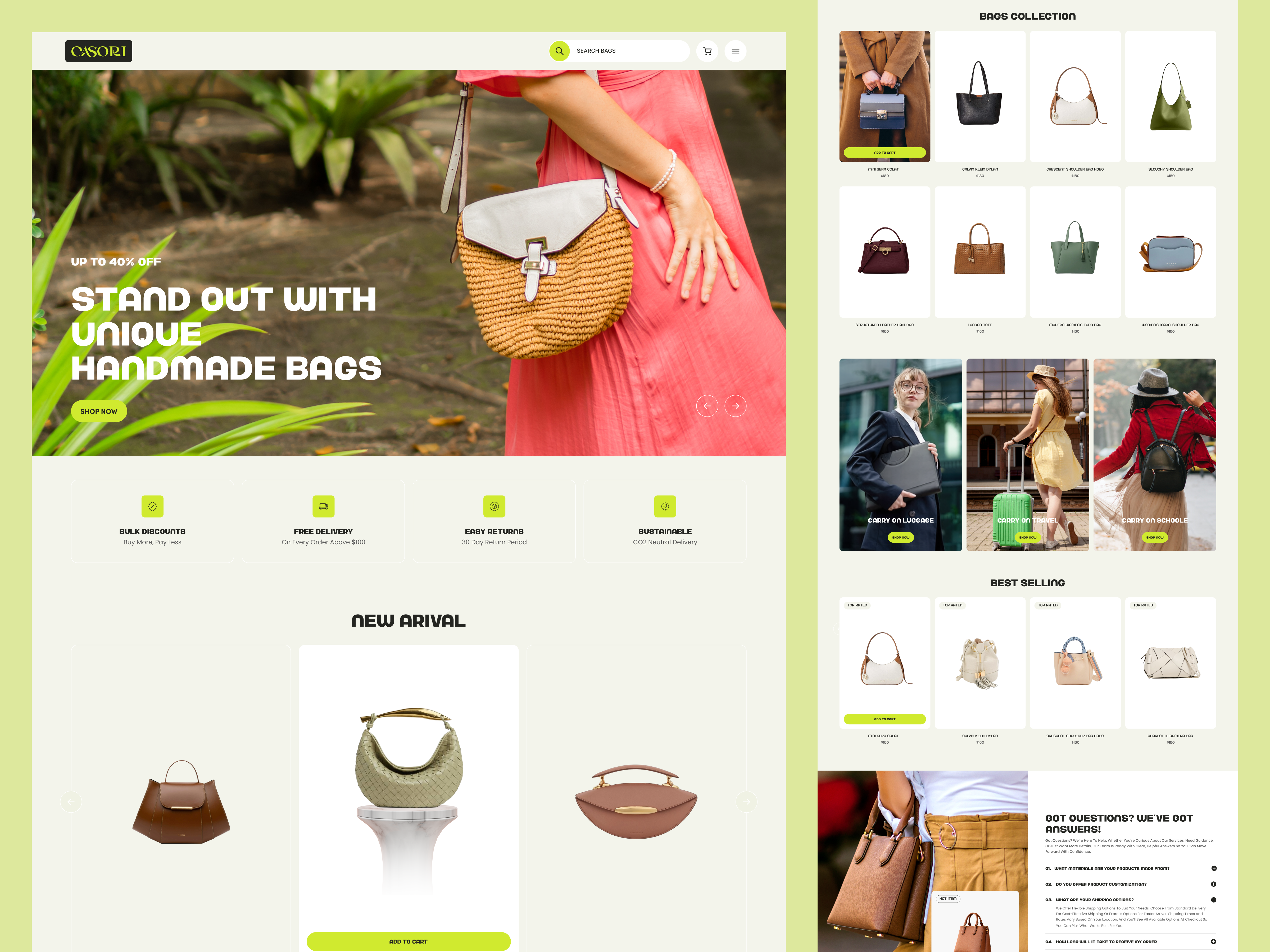 CASORI - Ecommerce Website Landign Page. bag e commerce website e commerce website landing page ecommerce website ecommerce website design landign page design product design product design agency startup services ud ui uiux services user interface website design