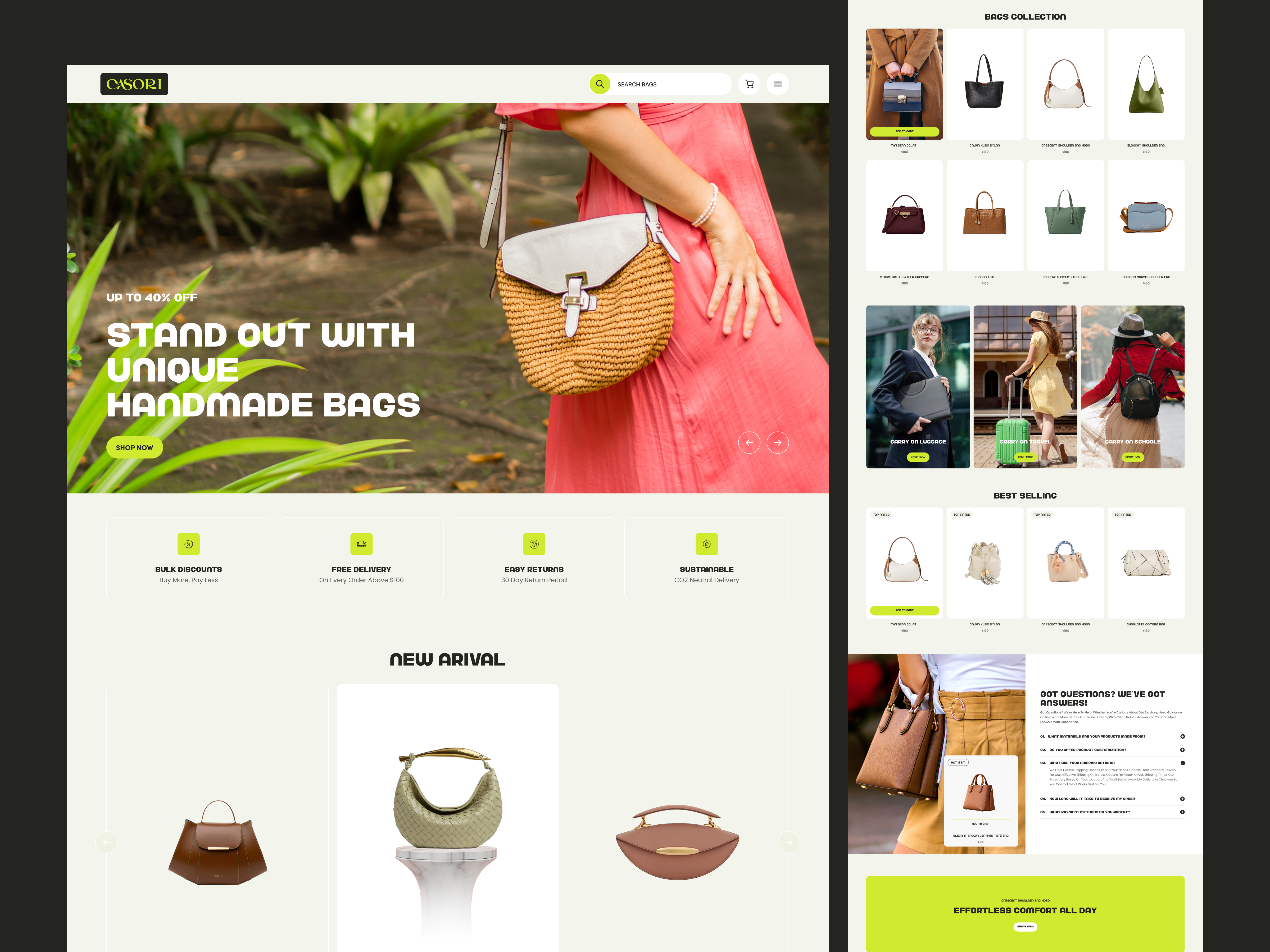 CASORI - Ecommerce Website Landign Page. bag e commerce website commerce website e commerce website landing page landign page design product design product design agency startup services ud ui uiux services user interface website design