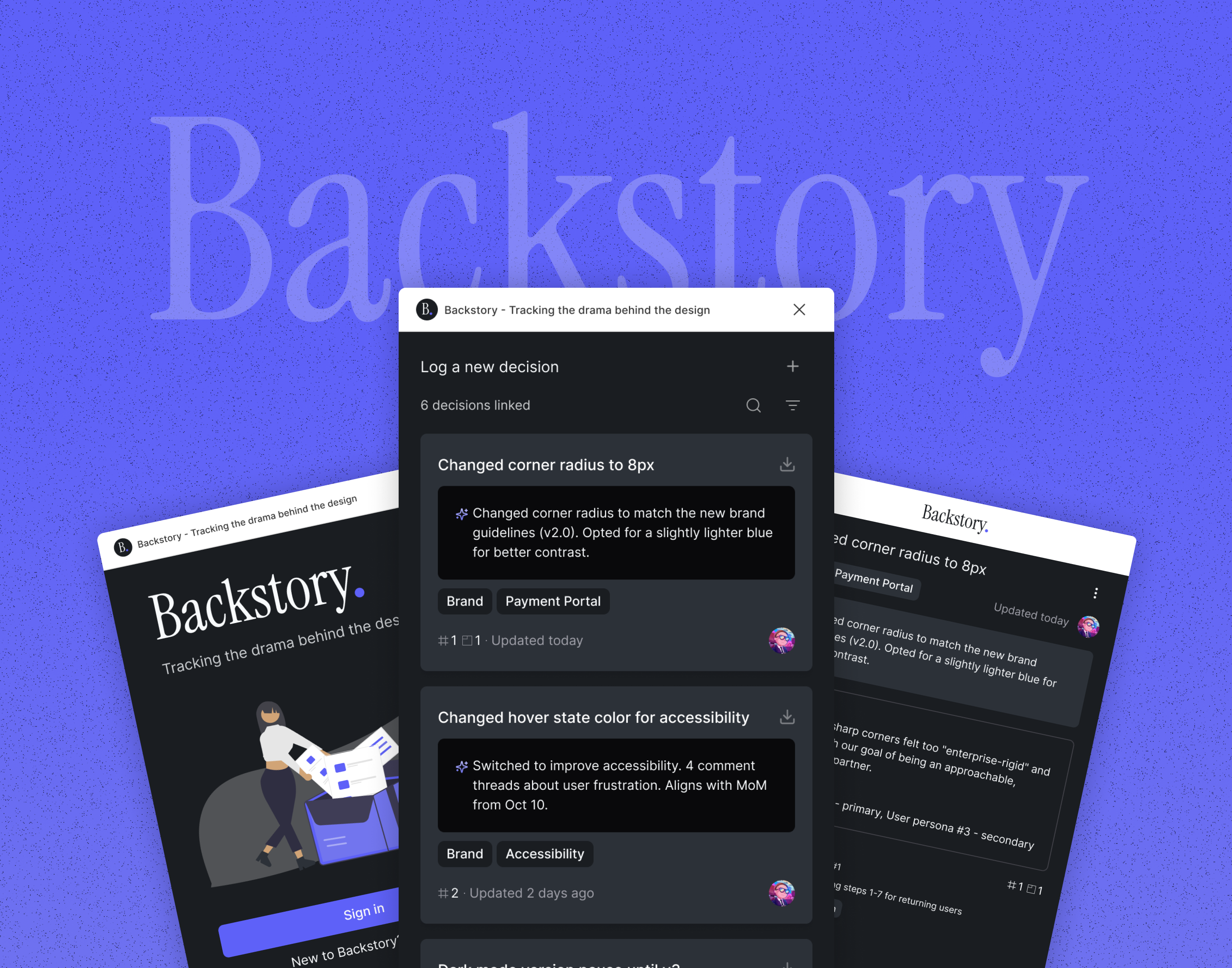 Backstory - Figma Plugin Design for Designers ai branding collection dark design figma form illustrations inputs list logo plugin product design sleek ui uiux ux design visual design web design widget