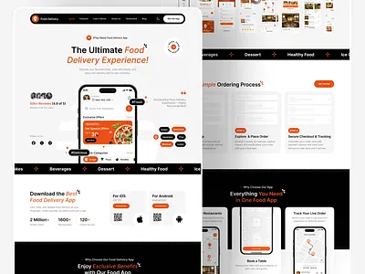 Food Delivery App Landing Page UIUX Design | Landing Page Design app landing page figma food delivery app i landing page responsive design software development ui design uiux design user experience user interface ux design web design web designer web ui design web ux design website website design