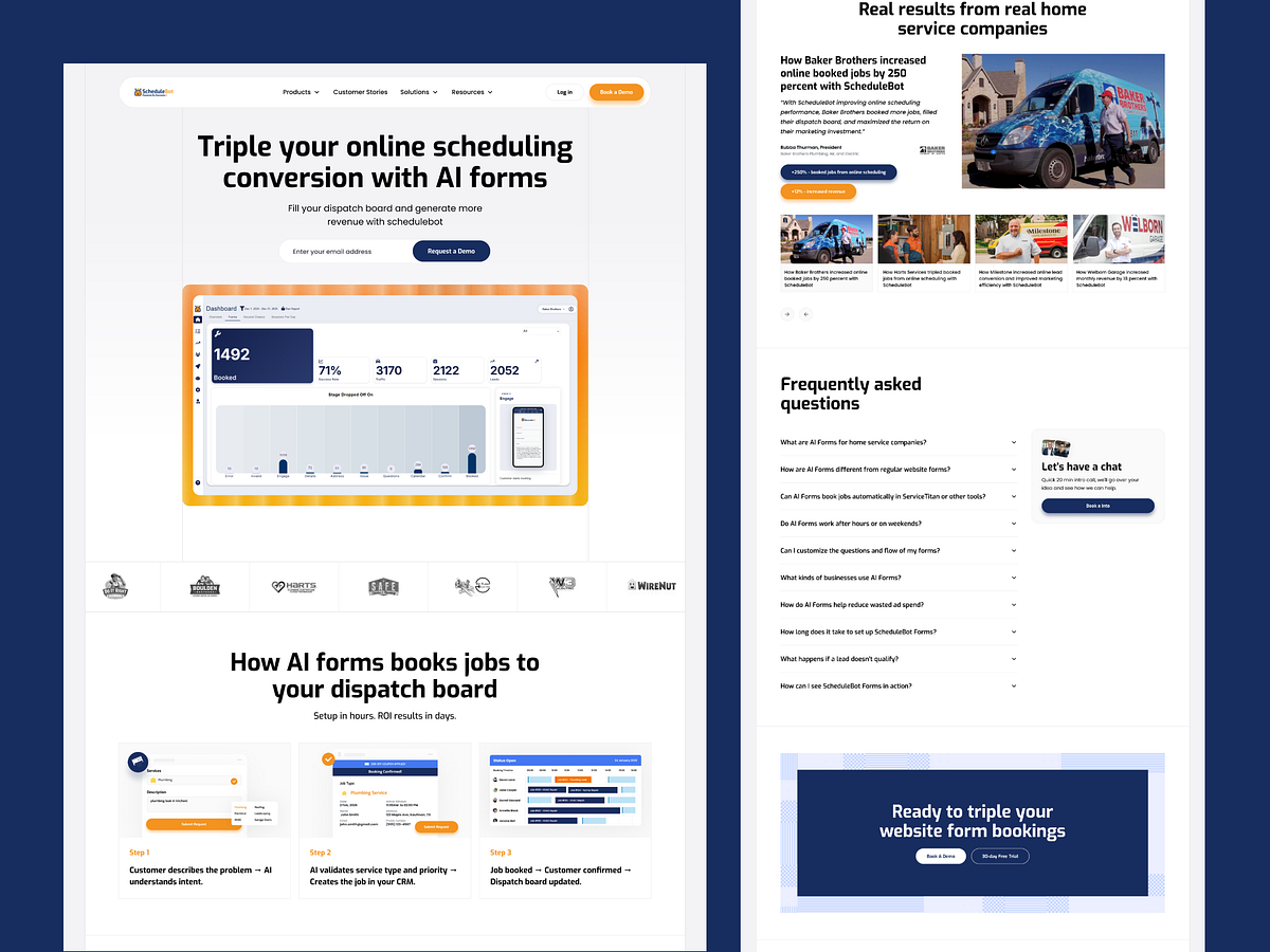 ScheduleBot – AI Job Booking B2B SaaS Website