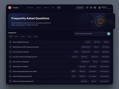 Trading Website FAQ Section dark theme design faq faq page faqs frequently asked question product trading faq trading website faq uiux web web3