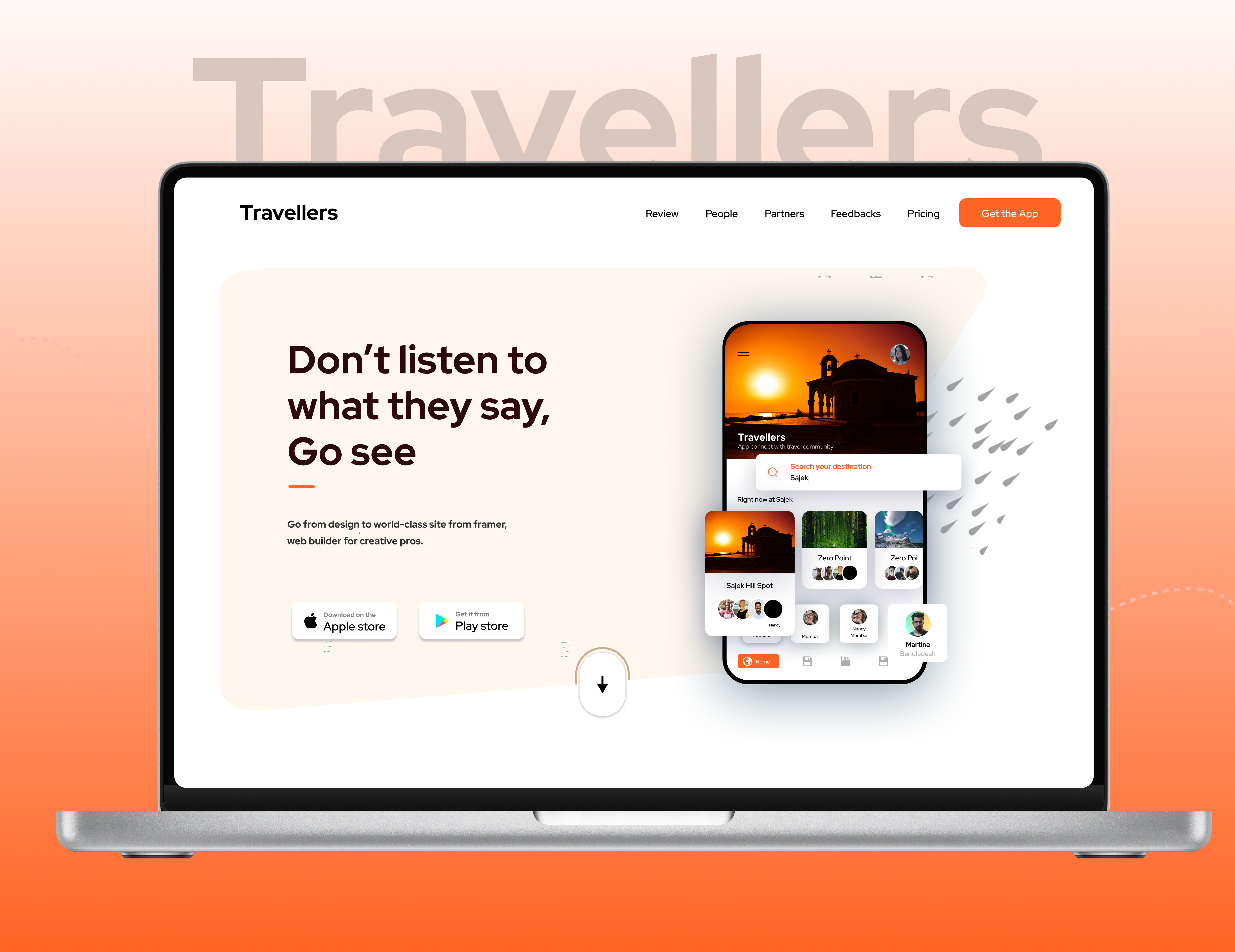 Travellers landing page 3d animation branding graphic design home page landing page logo mobile motion graphics navigation pricing page testimonial travel travel landing page ui ui ux
