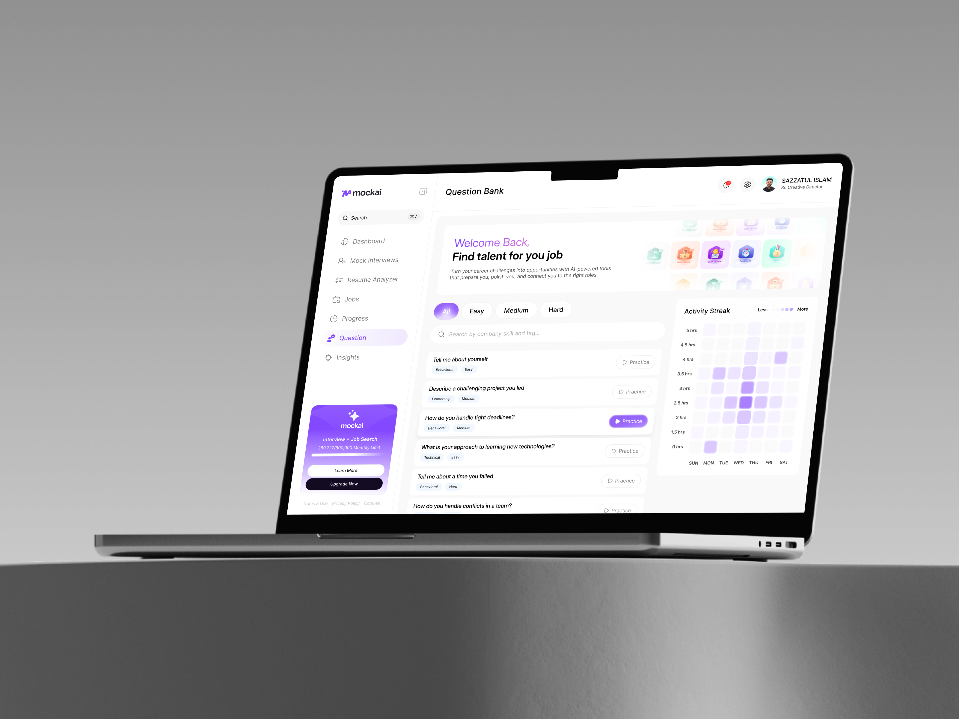 Mock AI — Interactive Interview Question Flow aicoaching aiproduct aistartups artificialintelligence buildinpublic careergrowth futureofwork interactiondesign interviewprep productdesign saasdesign techstartup uxdesign webappdesign
