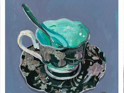 teacup blue design illustration