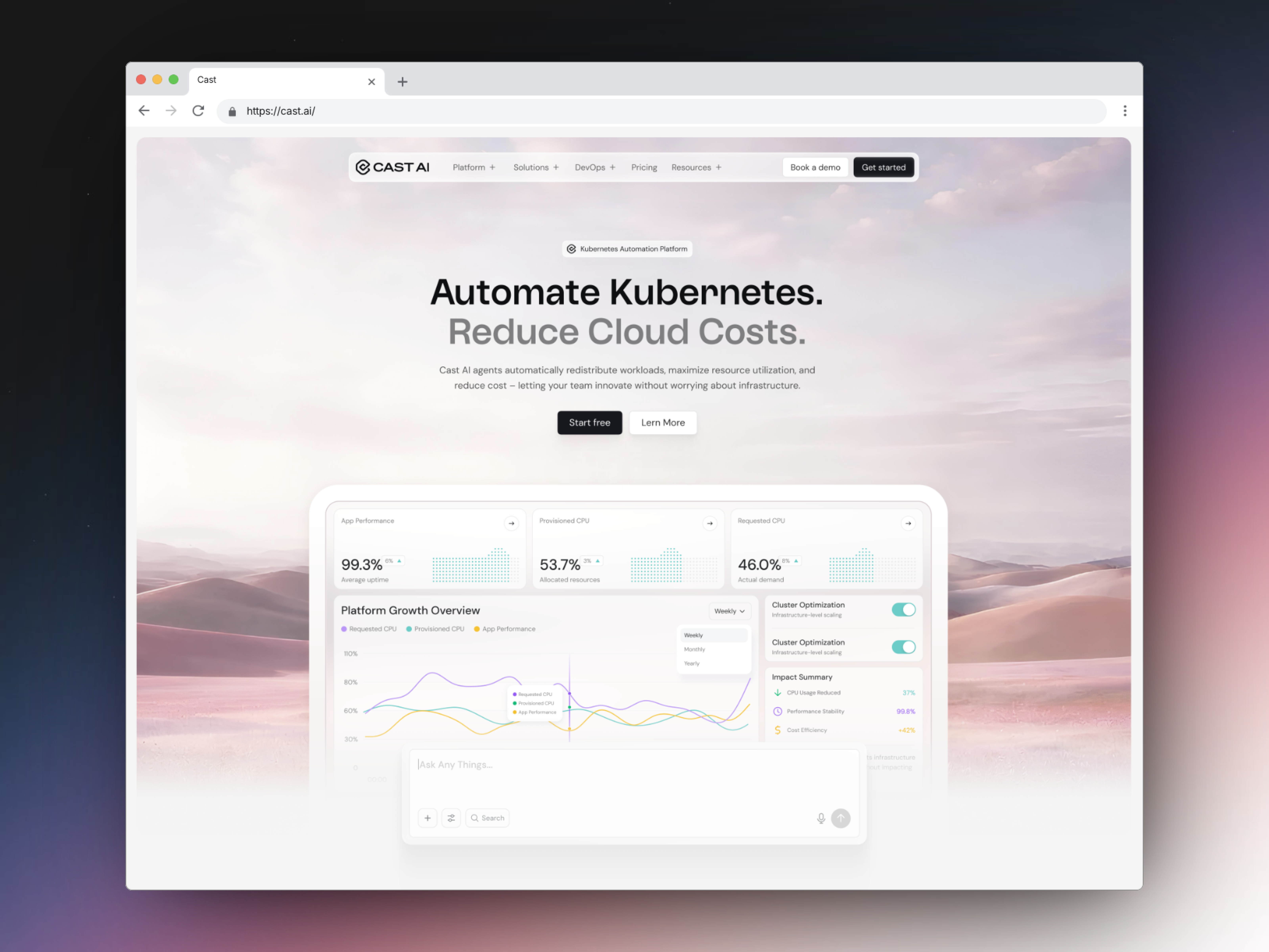 AI-Powered Cloud Platform Redesign | Cast AI ai cloud platform ui design ai website clean design cloud ai dashboard ui fintech kubernetes landing page modern ui product design uiux web design website redesign