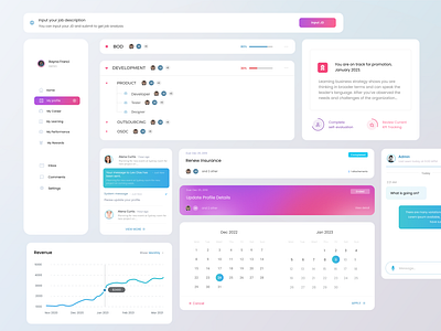 HRM Dashboard - UI Component calendar clean crm daily 100 challenge daily ui dashboard design system hrm light mode menu product design slide ui ux ui component