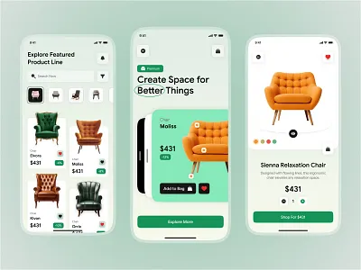 Furniture Shopping Mobile App app design chair concept design ecommerce ecommerce app furniture app furniture store interior interior design ios marketplace mobile app mobile shopping app modern online shopping online store product design product showcase shop ui ux