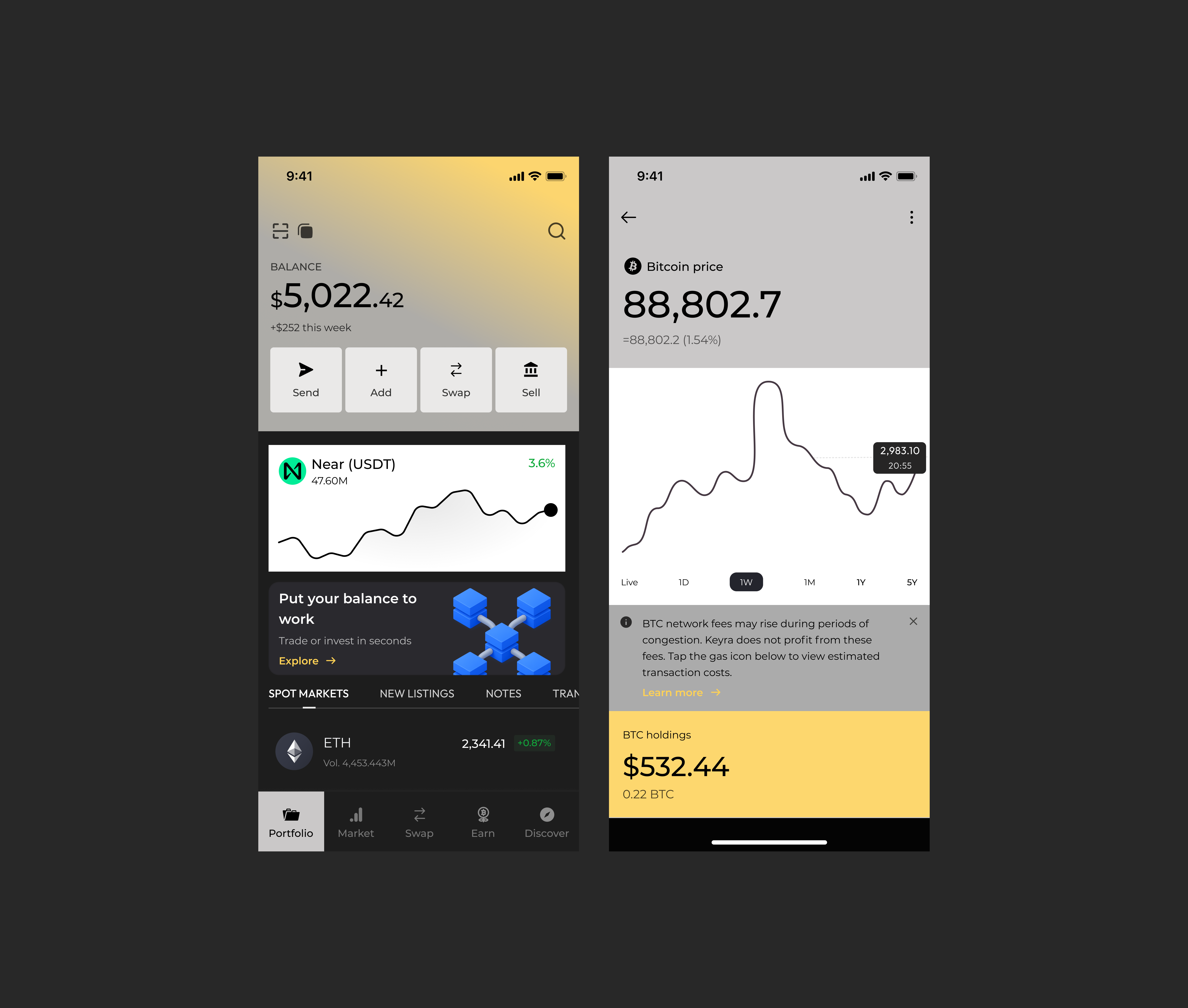 Crypto Wallet app design chart crypto crypto market crypto wallet design finance fintech interface investment mobile mobile app mobileapp product design stock trading app ui uiux ux web3