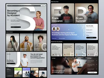 Podcast Website - Homepage bold branding card clean design graphic design homepage landing page layout ornaments podcast typography ui ux website whitespace