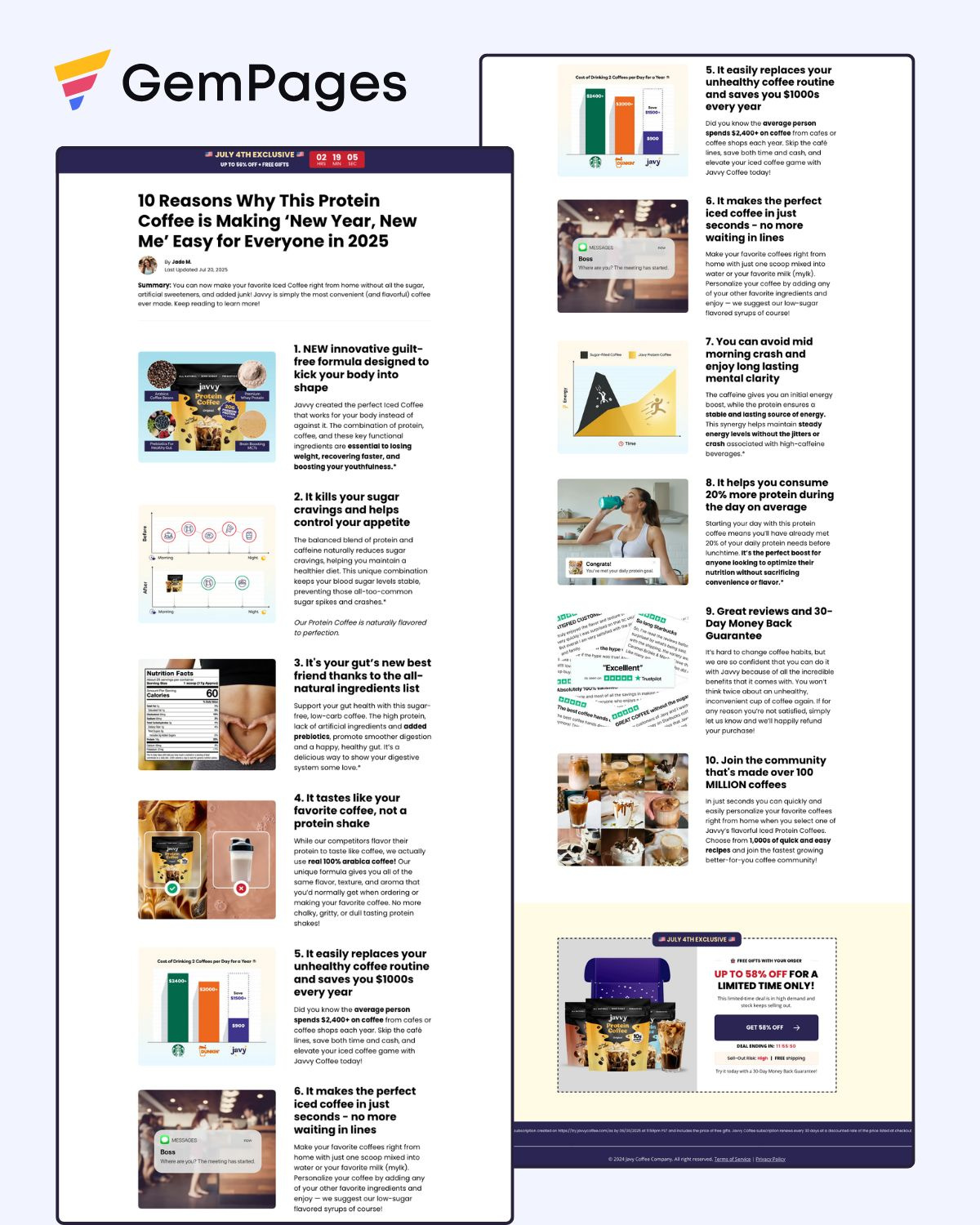 Javvy Coffe Listicle Page | GemPages Template gempages gempages expert listicle page template shopify shopify expert shopify listicle page