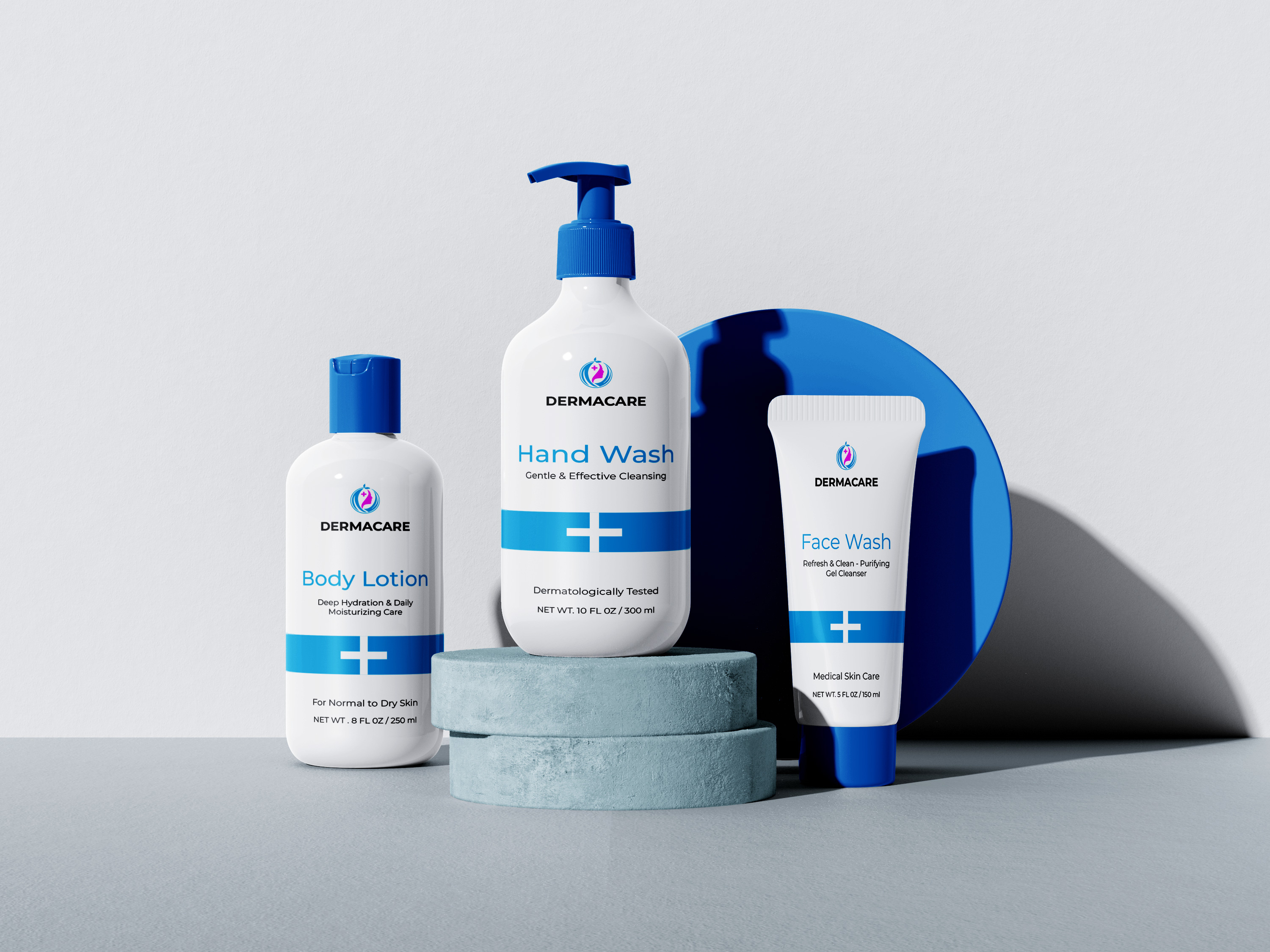 Modern Medical Skincare Label & Packaging Design body lotion brand identity cosmetics design face wash design graphic design hand wash healthcare label design packaging design product design product label product packaging skincare label design