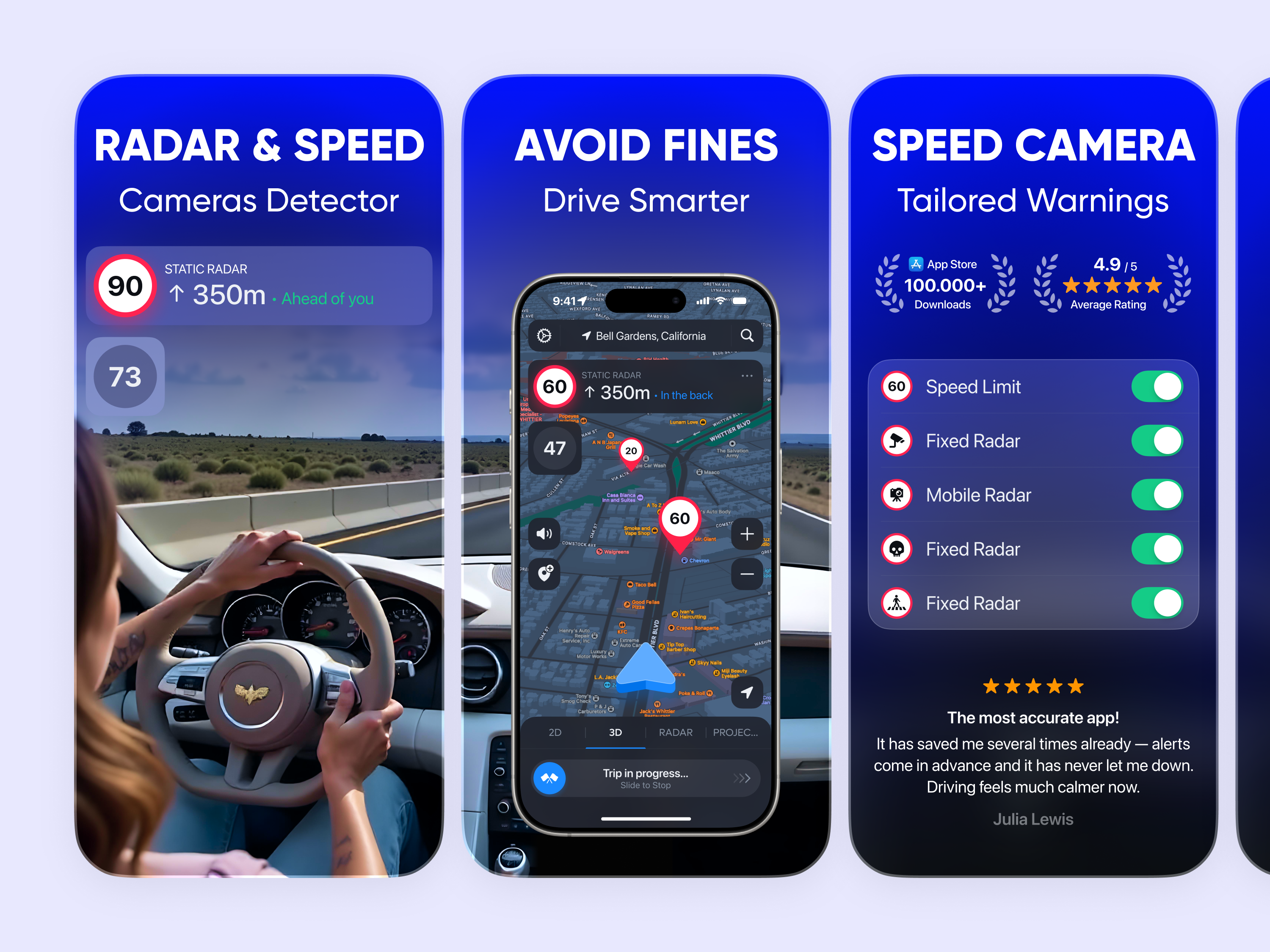 App Store Screenshots · GPS Camera Detector alerts app aso detector driving google play gps ios maps navigation onboarding preview promo radar screens screenshots speed store traffic ui