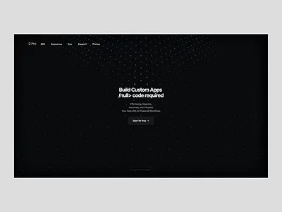 No-Code App Builder Landing Page — Immersive Dark UI 3d ai and three.js. animation app dark dev hover interaction interactive landing page motion graphics next.js no code nocode tailwind ui ux vibe coding web