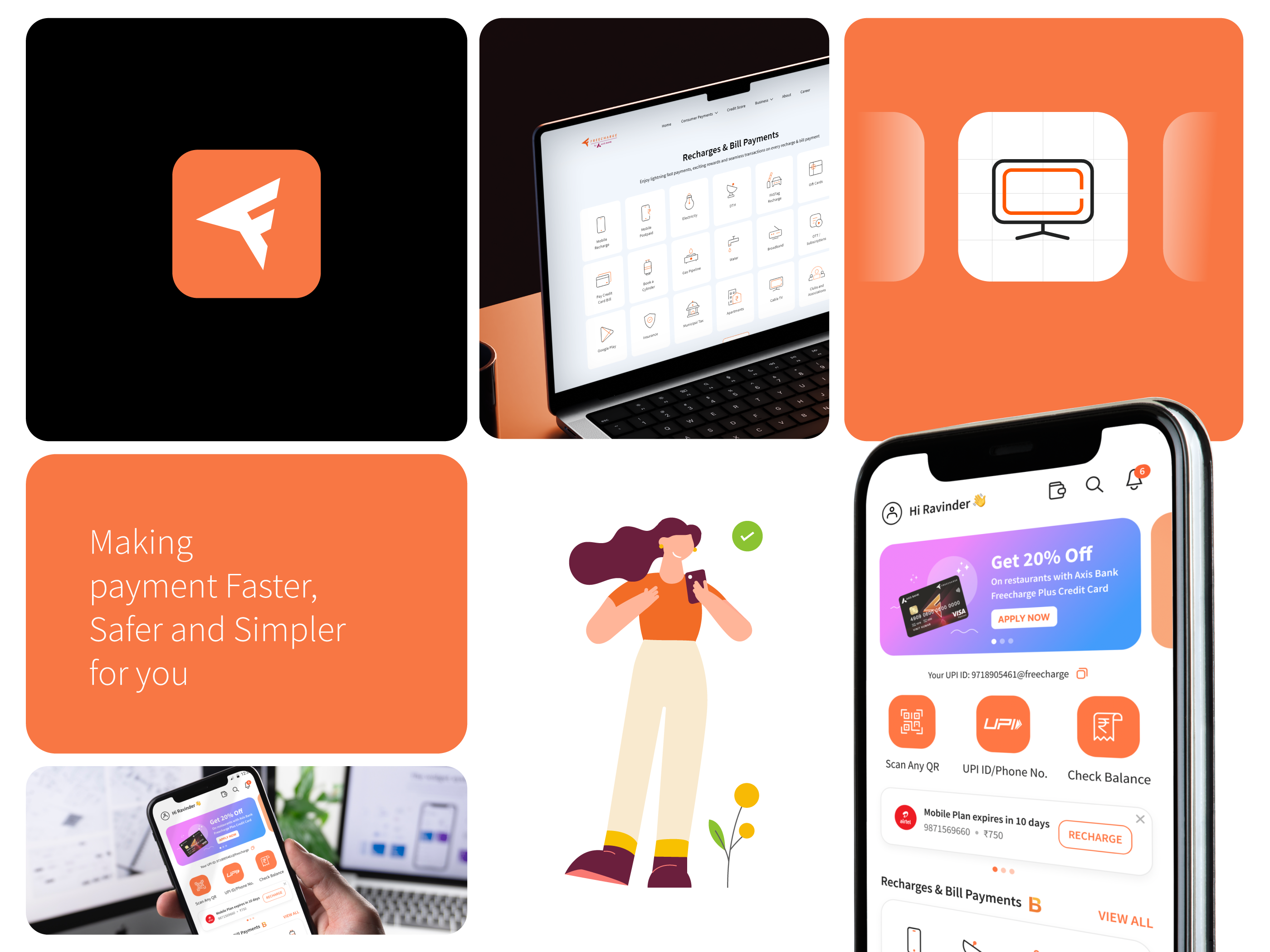 Freecharge Illustration Systems art graphic design human illustration logo motion graphics ui vector