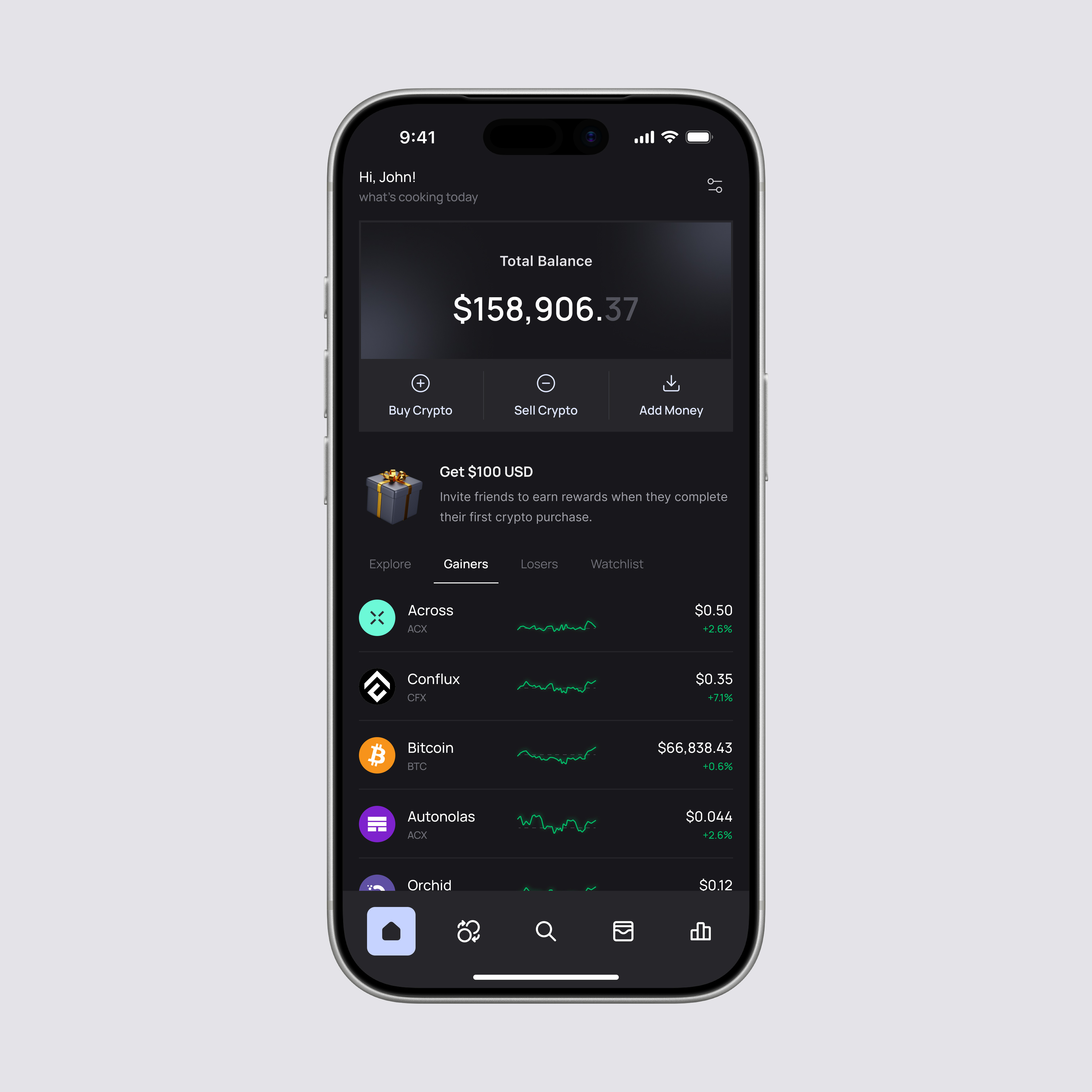 Crypto App | Home Screen app bitcoing coin crypto cryptoapp figma nft solana