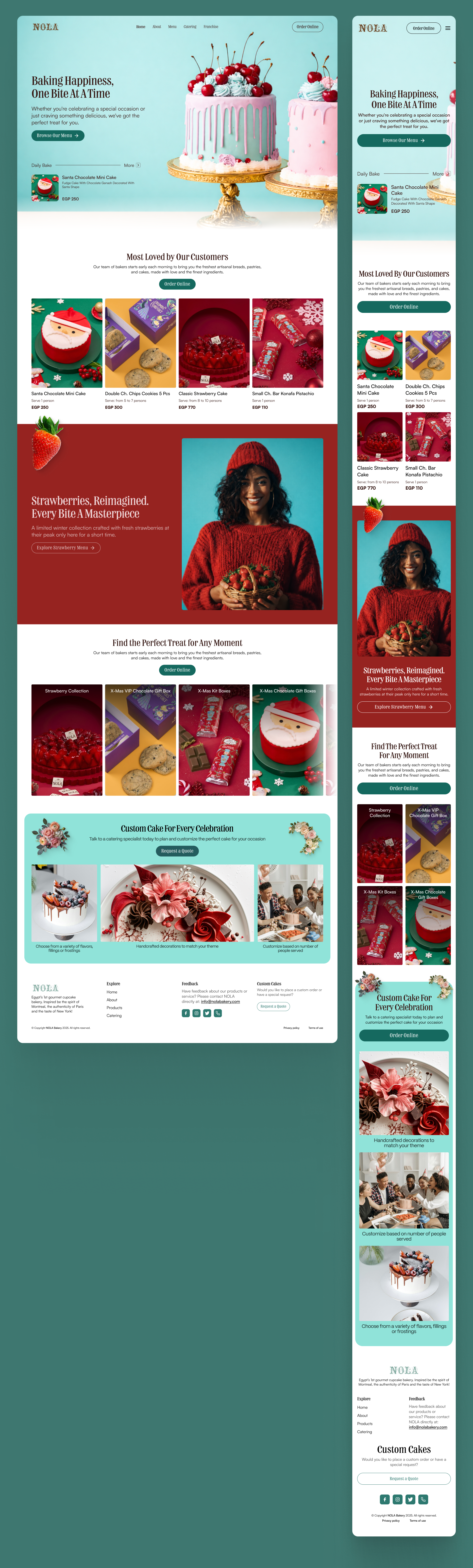 NOLA Cupcakes Homepage Redesign Concept bakery blue cake fb freelance homepage landing page pastry petisserre redesign strawberry ui ux web design