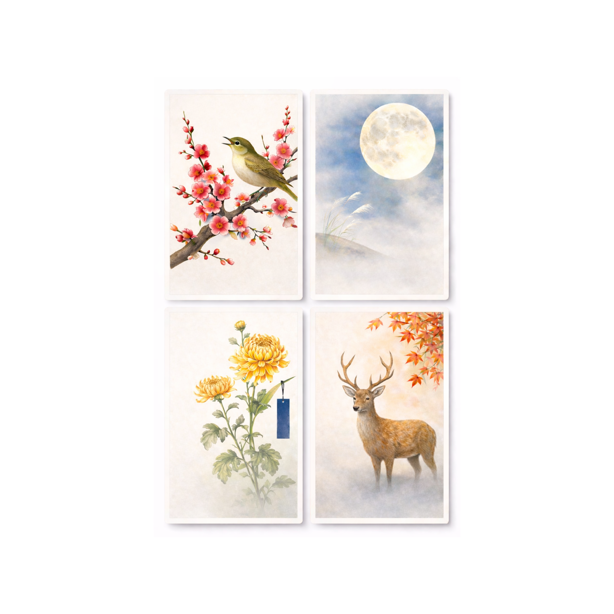 A Modern Interpretation of Hanafuda (Preview) art direction branding card design game design hanafuta illustration japanese style minimal nature watercolor