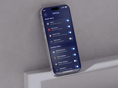 Football App – Settings & Alert Preferences UI alerts ui app design app settings dark ui dribbble design figma design football football app football ui mobile app mobile ui notification settings preferences ui product design settings ui sports app ui design user experience user interface ux design