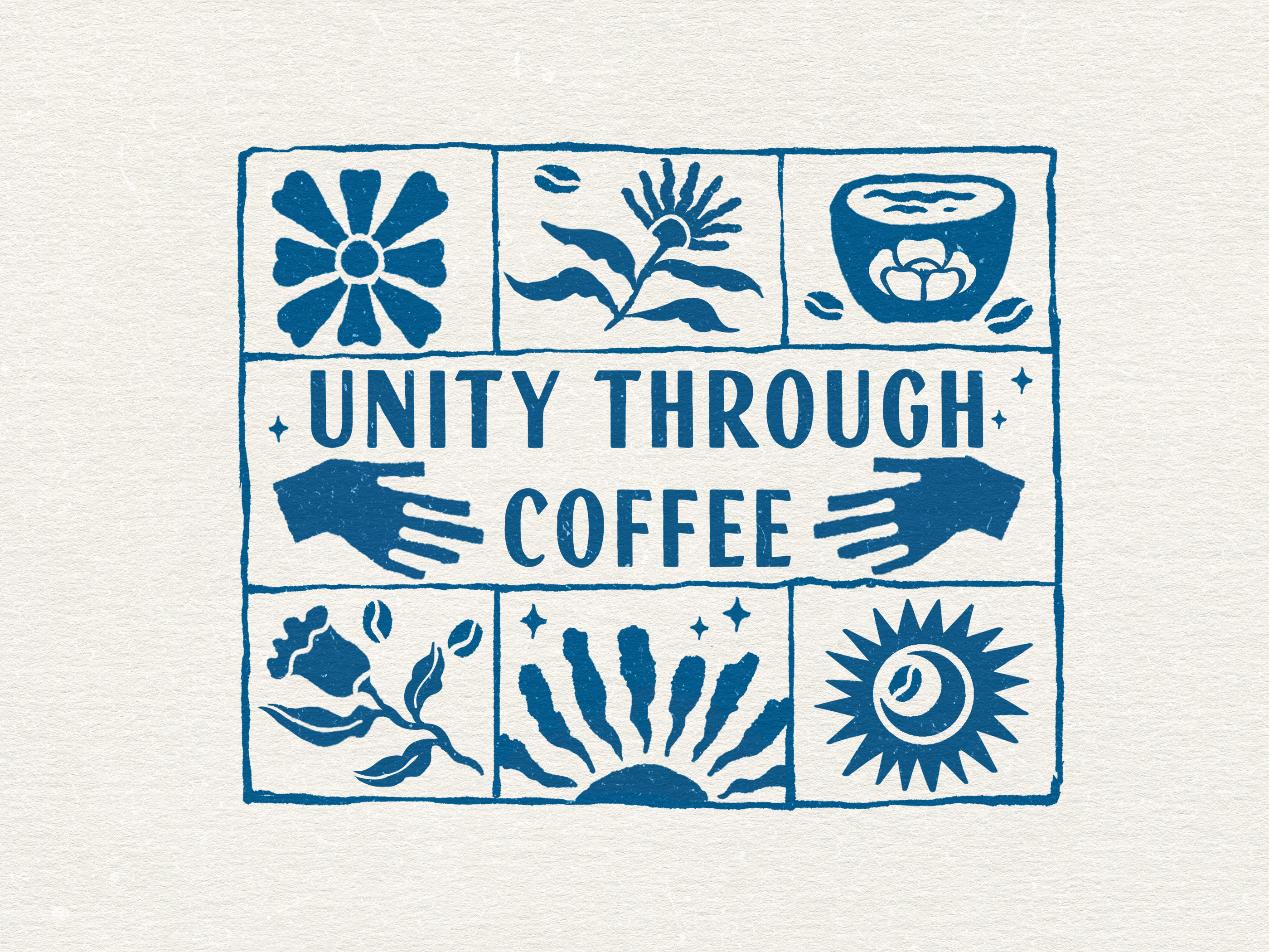 Unity Through Coffee : Vintage Illustration apparel arabic art artwork botanicalart branding coffee shop flowers folk folk graphic design hand drawn illustration logo merchandise retro design sun t shirt tote bag vintage design vintage illustration